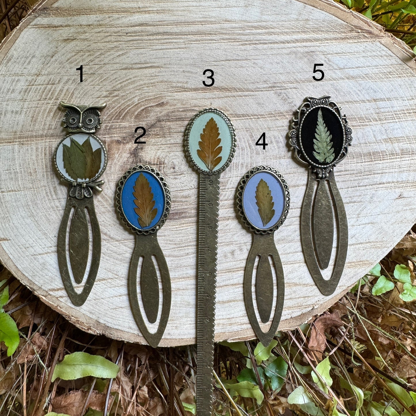 Fern bookmark featuring real botanical detail in resin and metal