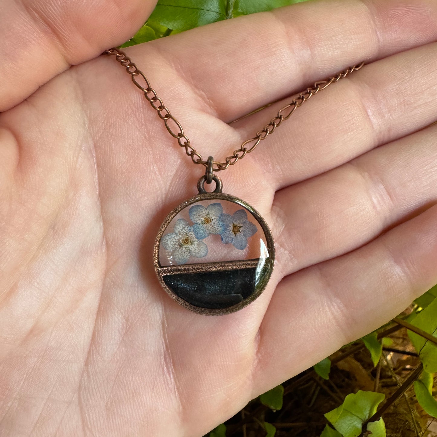 Forget-Me-Not Necklace | Real Pressed Flower in Resin Pendant