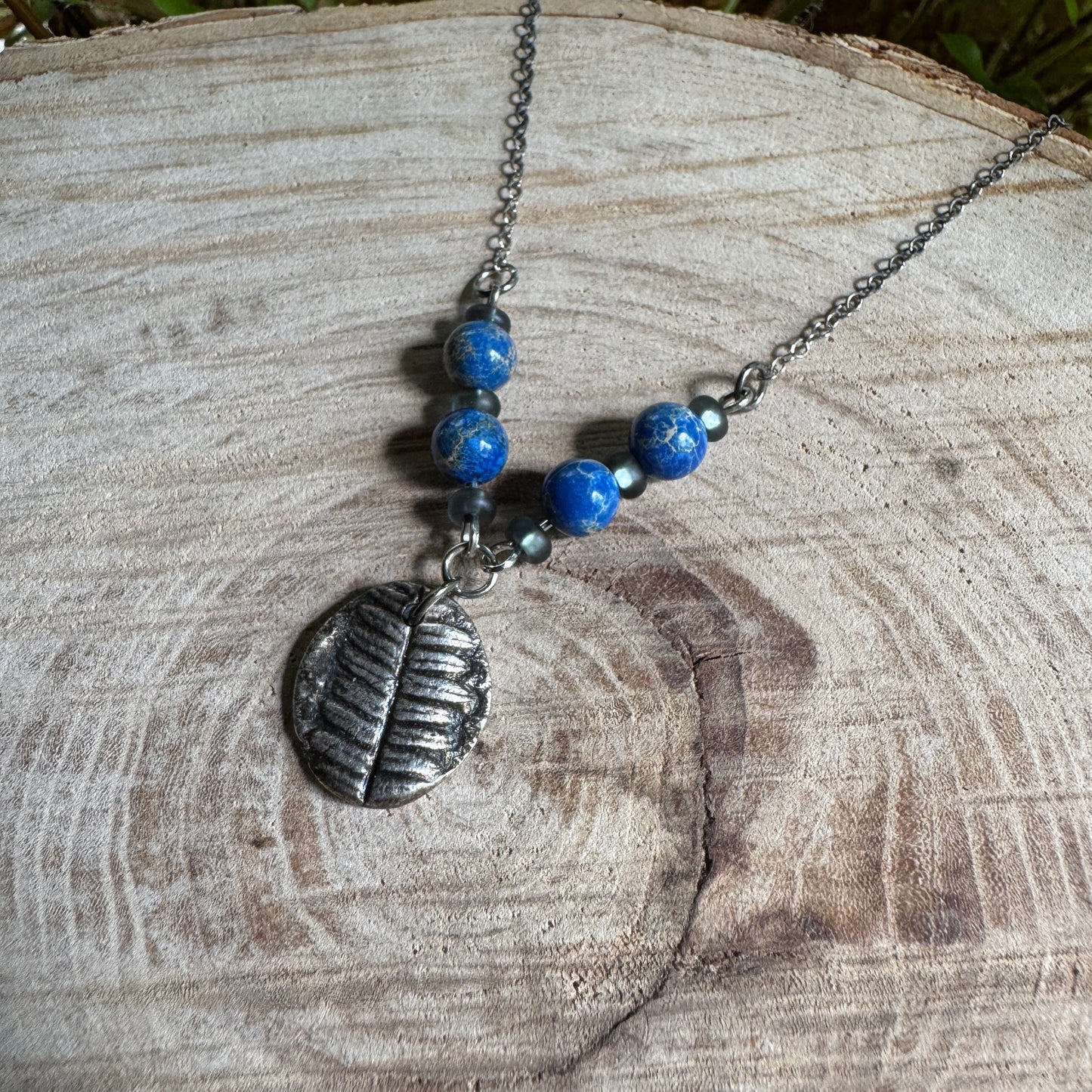 Fern Fossil Necklace | Botanical Impression Pendant in Silver