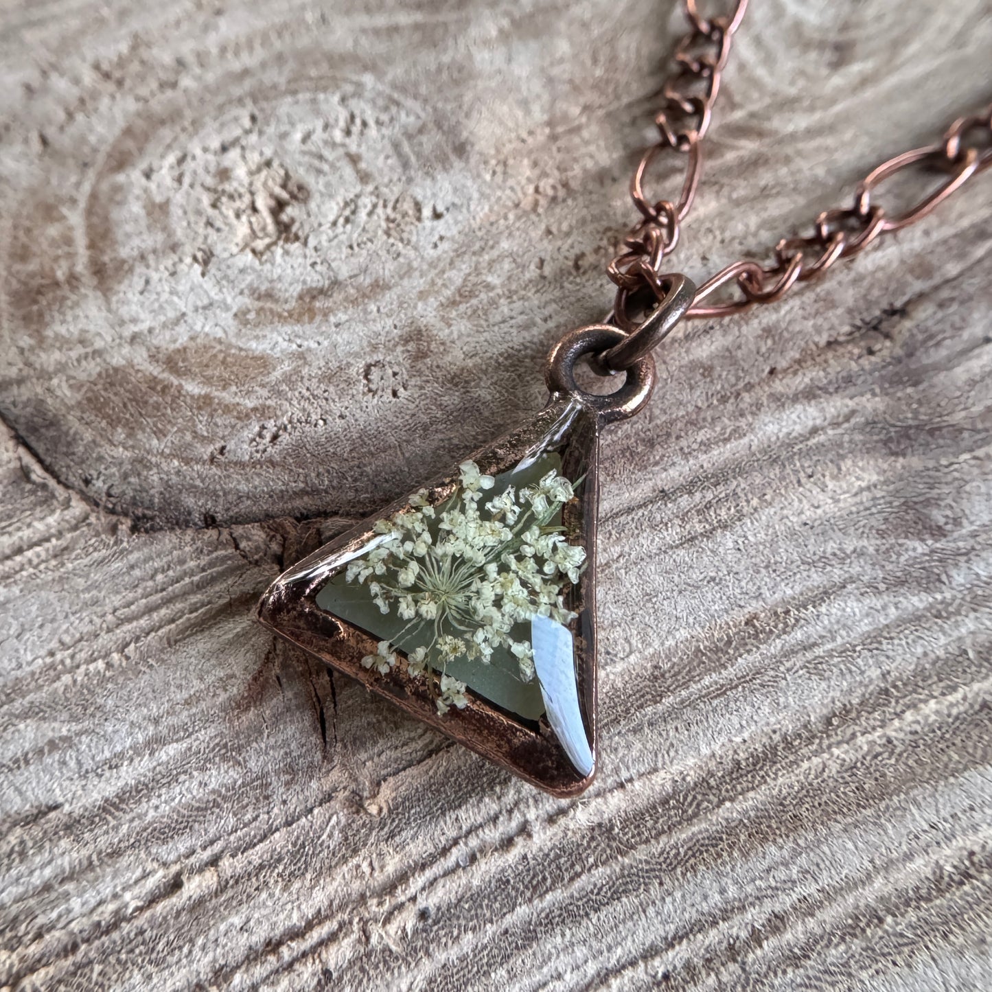 Custom Queen Anne’s Lace Jewelry | Small Triangle Necklace in Gold-Filled, Sterling Silver or Copper