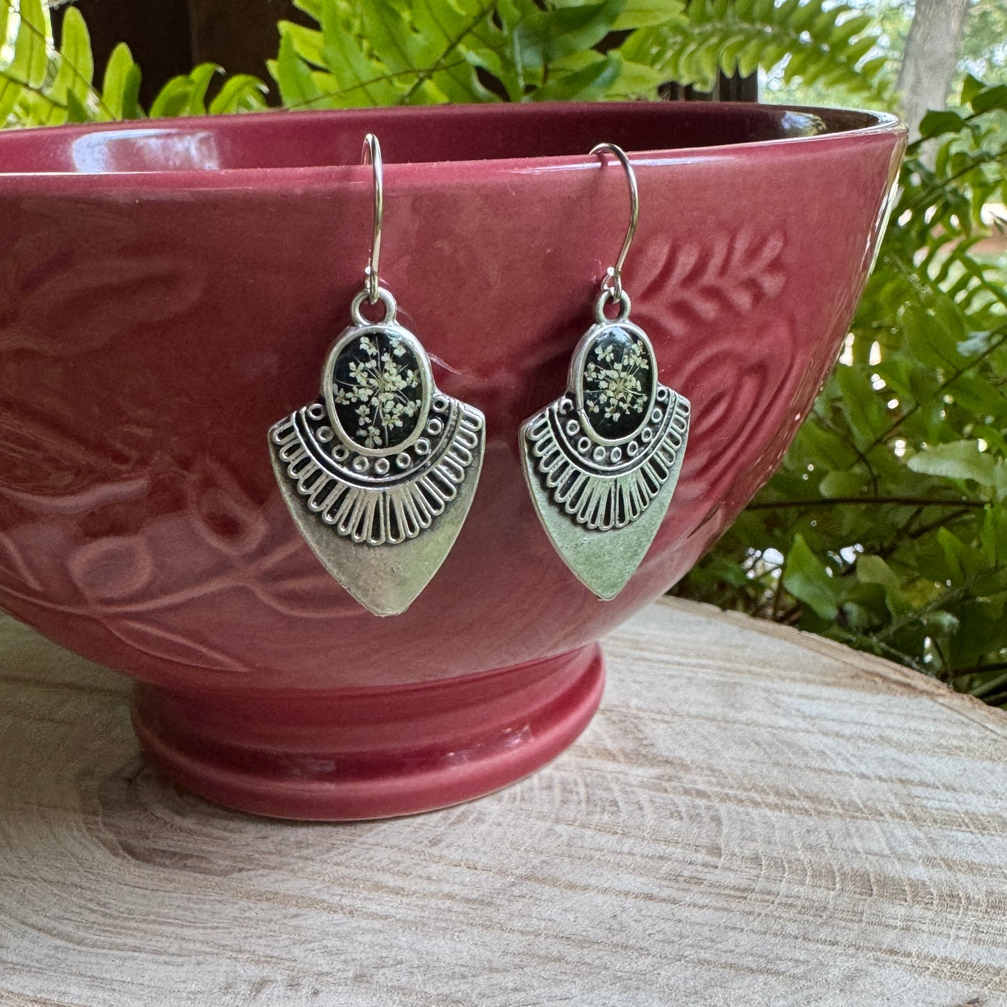 Queen Anne’s Lace Earrings | Real Flower Jewelry in Resin