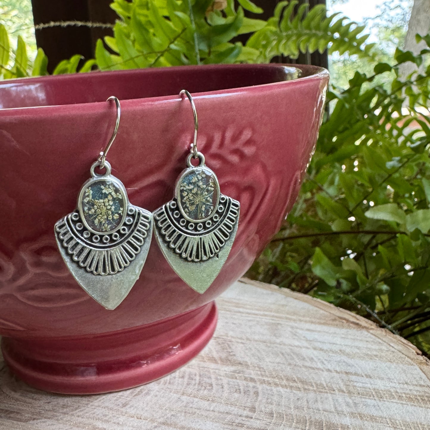 Queen Anne’s Lace Earrings | Real Flower Jewelry in Resin