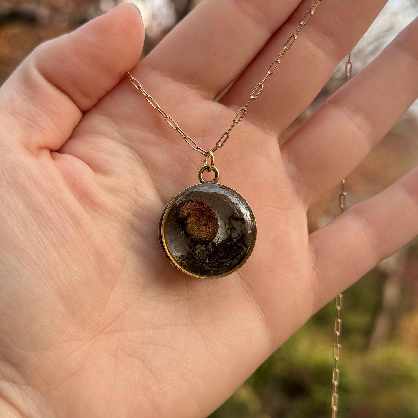 Mushroom & Moss Necklace