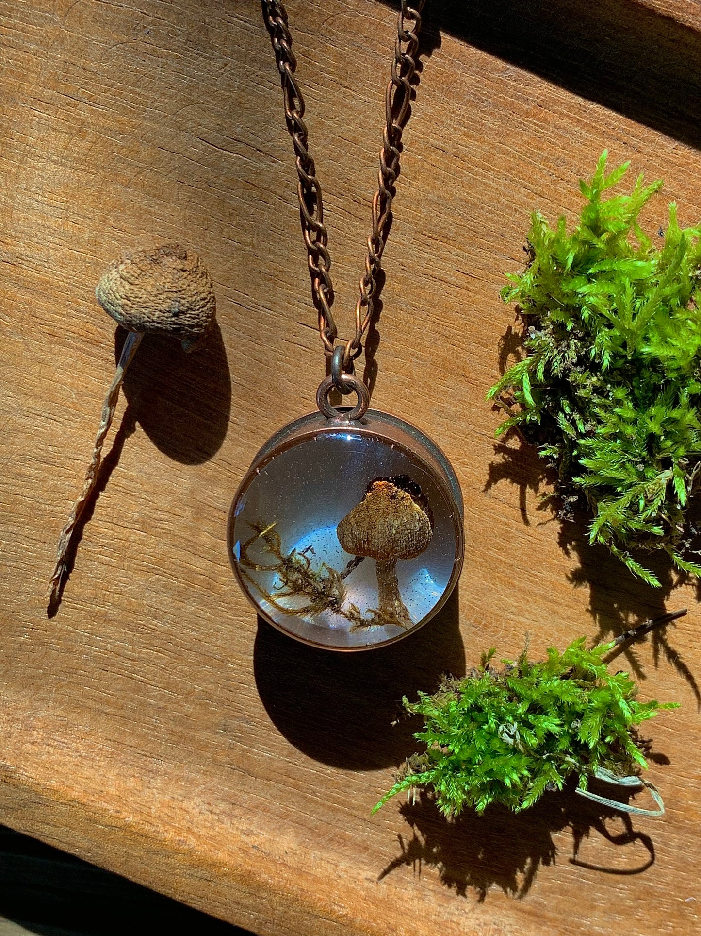 Mushroom & Moss Necklace