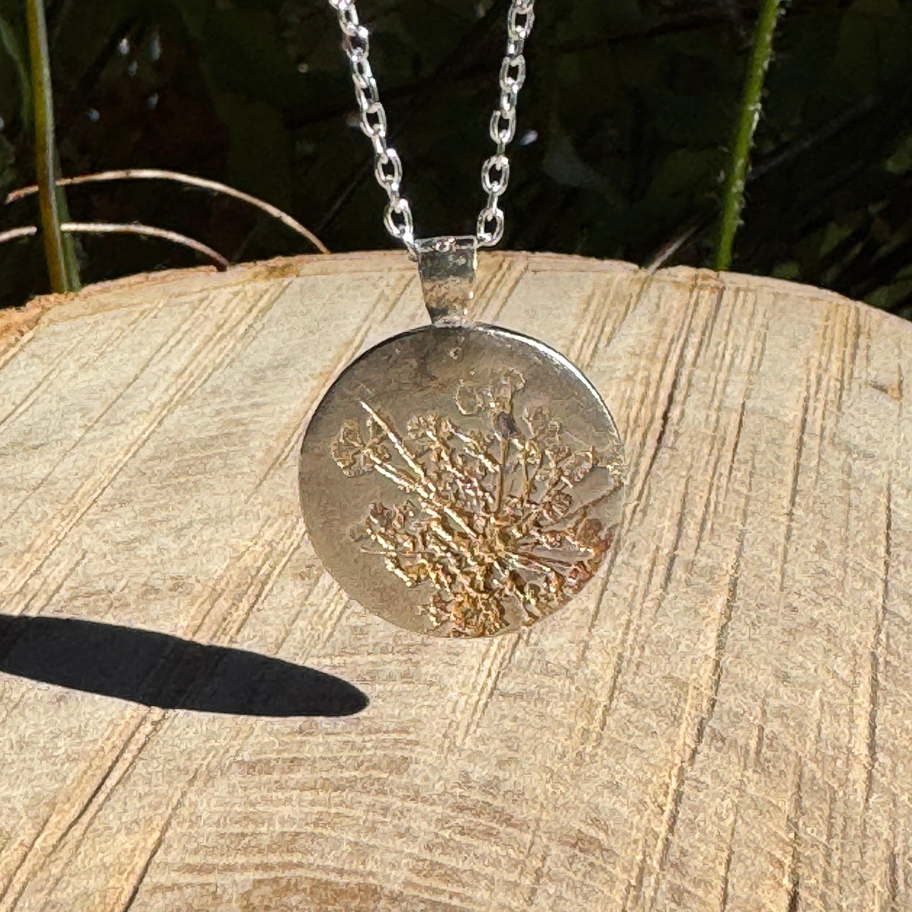Fine Silver Queen Anne’s Lace Necklace – Real Flower Imprint Silver Clay Pendant | Made to Order