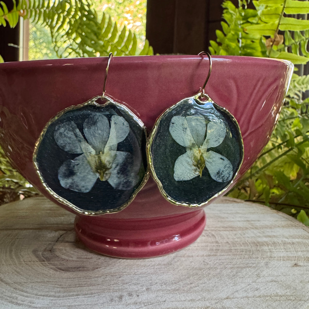 Violet Earrings | Real Flowers Pressed in Resin