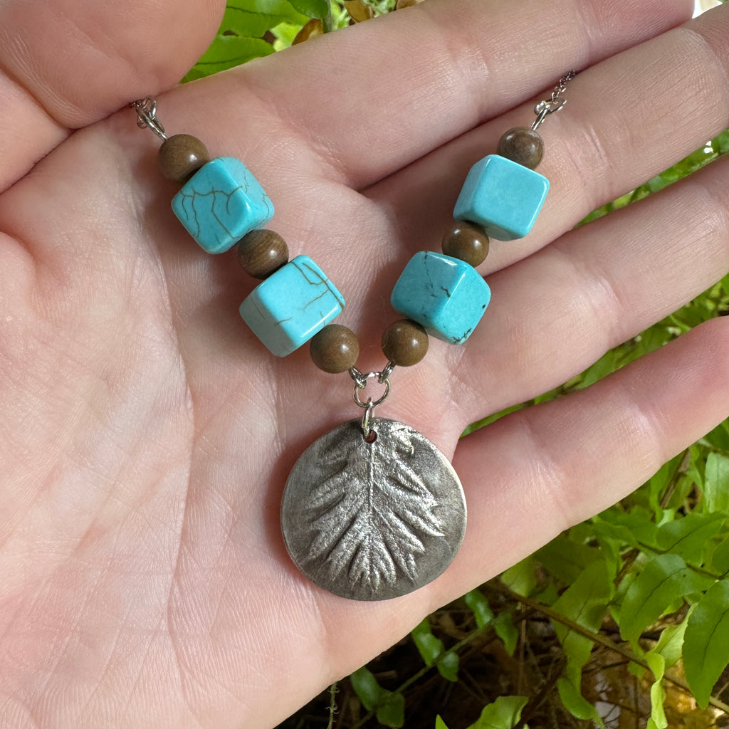 Fine Silver Oak Leaf Necklace – Real Leaf Imprinted Silver Clay Pendant | Ready To Ship