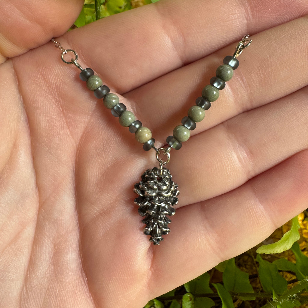 Fine Silver Pinecone Necklace