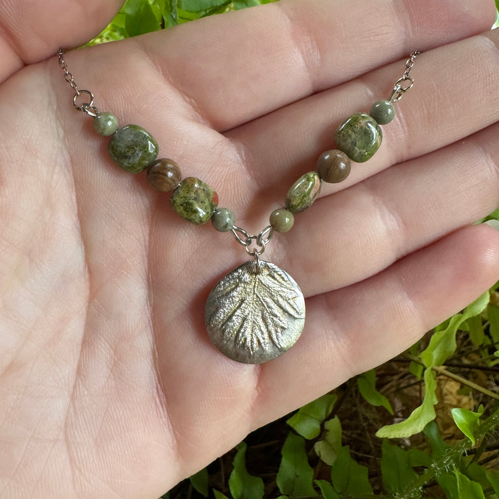 Fine Silver Oak Leaf Necklace – Real Leaf Imprinted Silver Clay Pendant | Ready To Ship