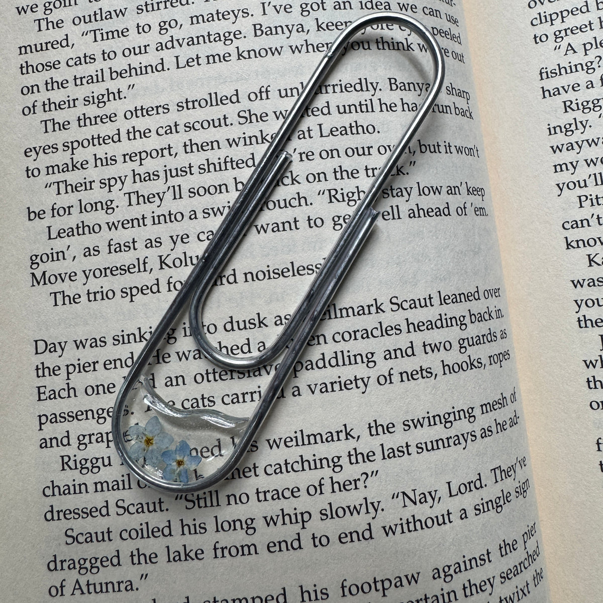 Forget-Me-Not Paper Clip Bookmark | Nature-Inspired Metal Page Holder | Ready to Ship