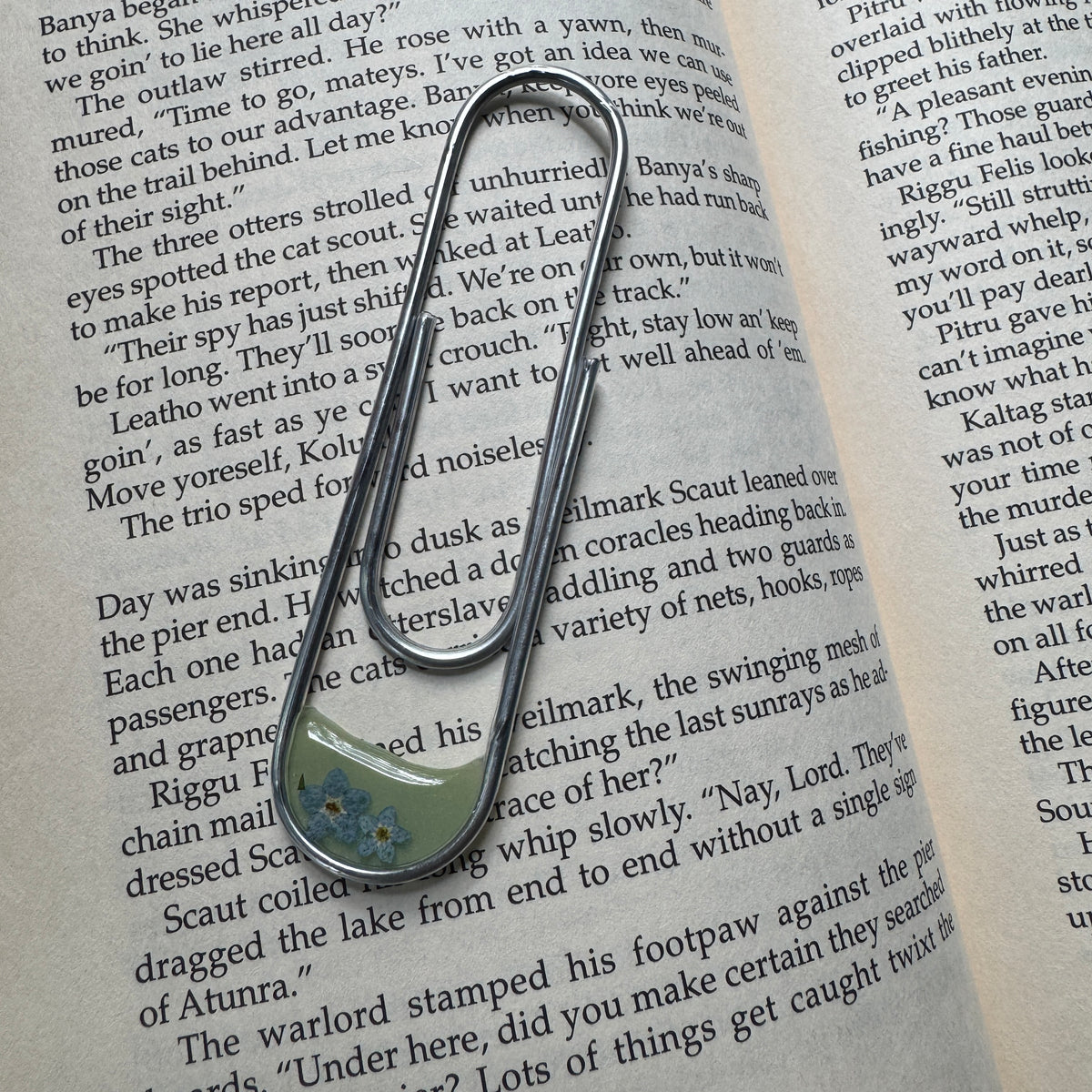Forget-Me-Not Paper Clip Bookmark | Nature-Inspired Metal Page Holder | Ready to Ship