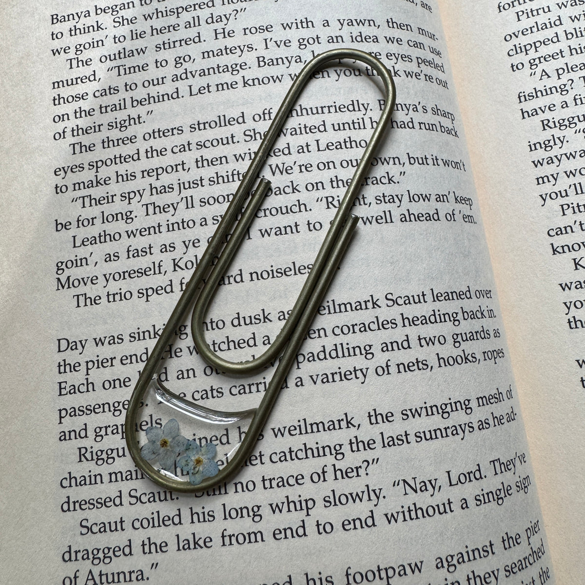 Forget-Me-Not Paper Clip Bookmark | Nature-Inspired Metal Page Holder | Ready to Ship