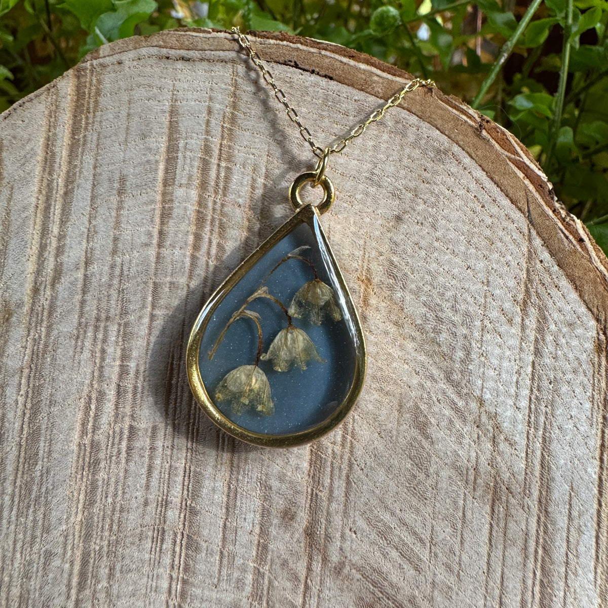Lily of the Valley Necklace | Real Flower Resin Pendant