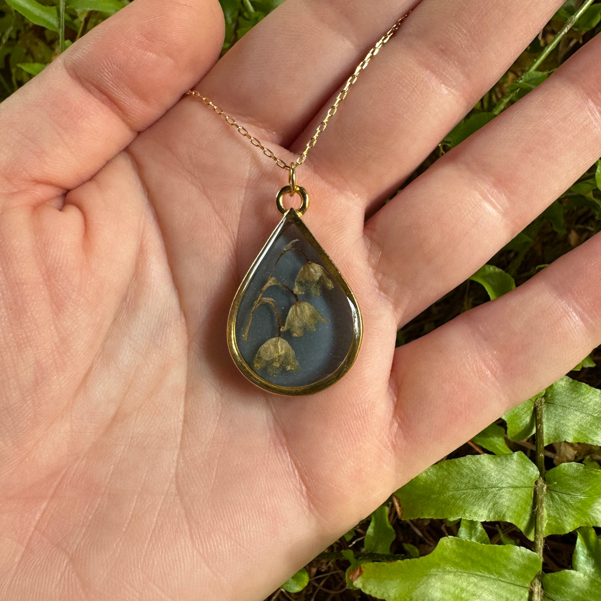 Lily of the Valley Necklace | Real Flower Resin Pendant