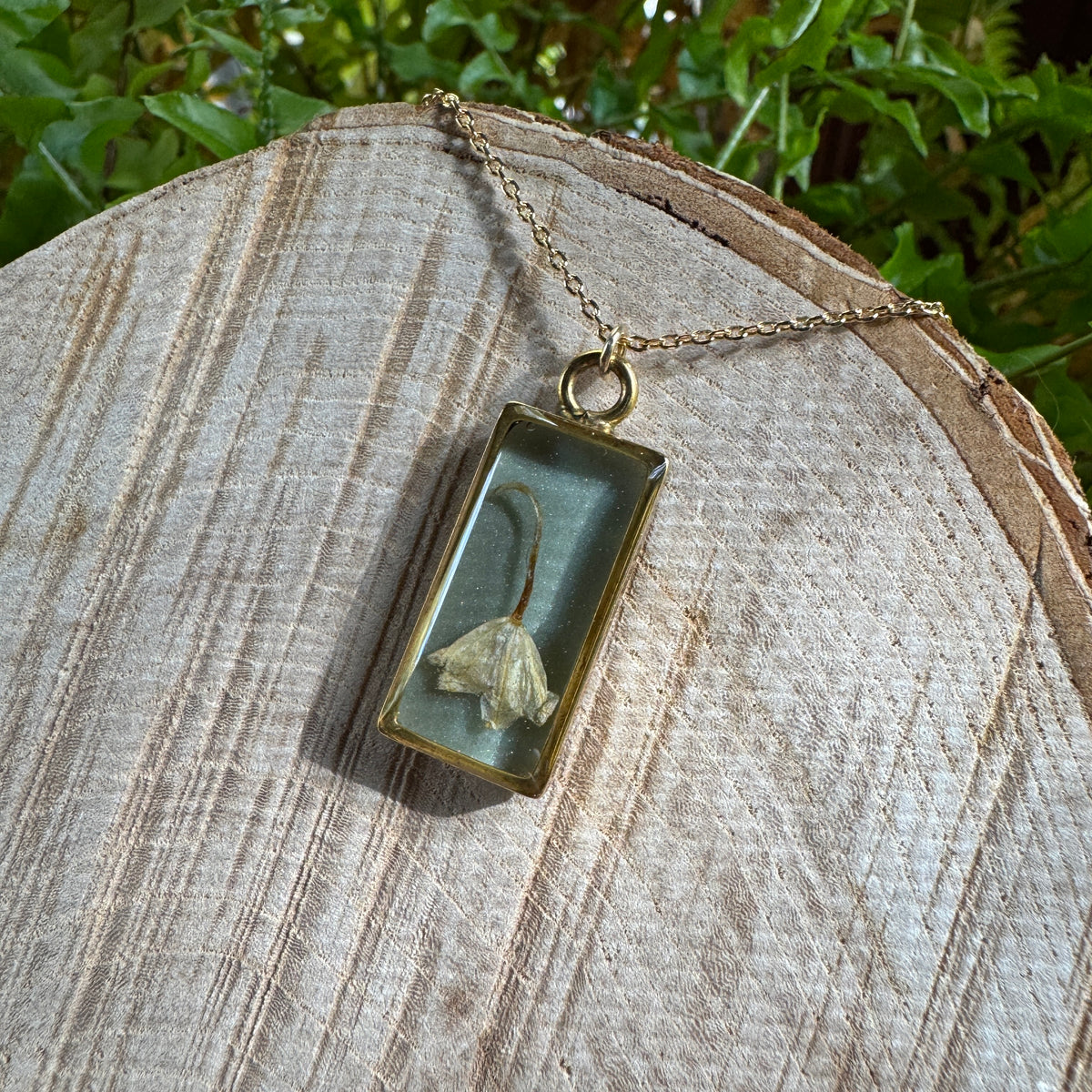 Lily of the Valley Necklace | Real Flower Resin Pendant