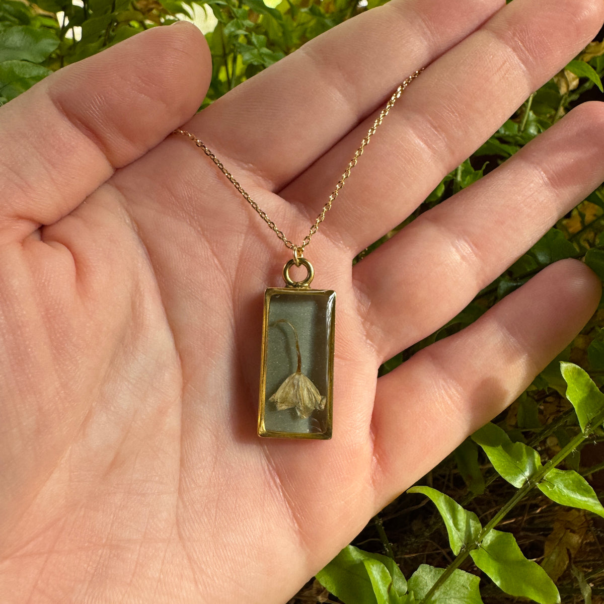 Lily of the Valley Necklace | Real Flower Resin Pendant