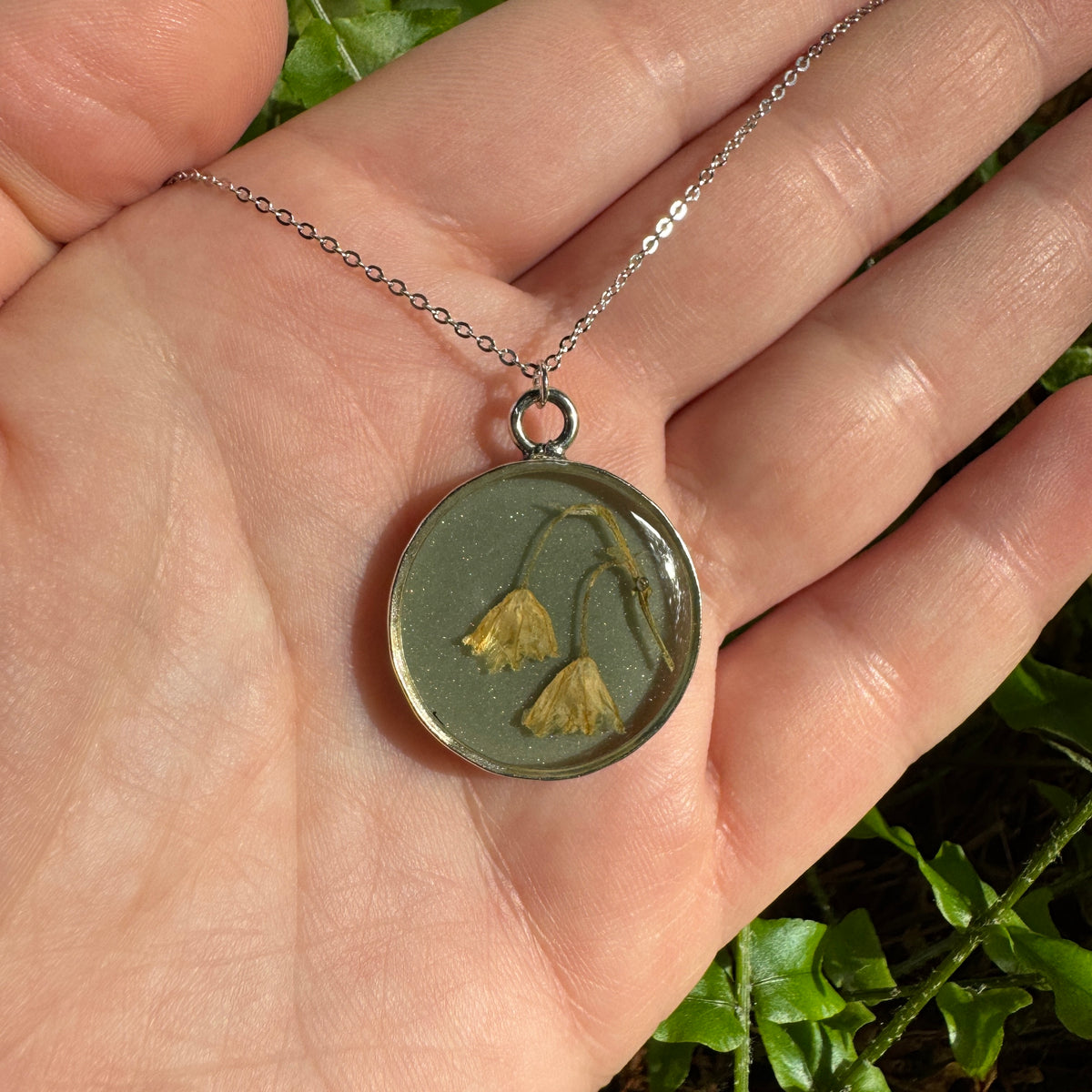 Lily of the Valley Necklace | Real Flower Resin Pendant