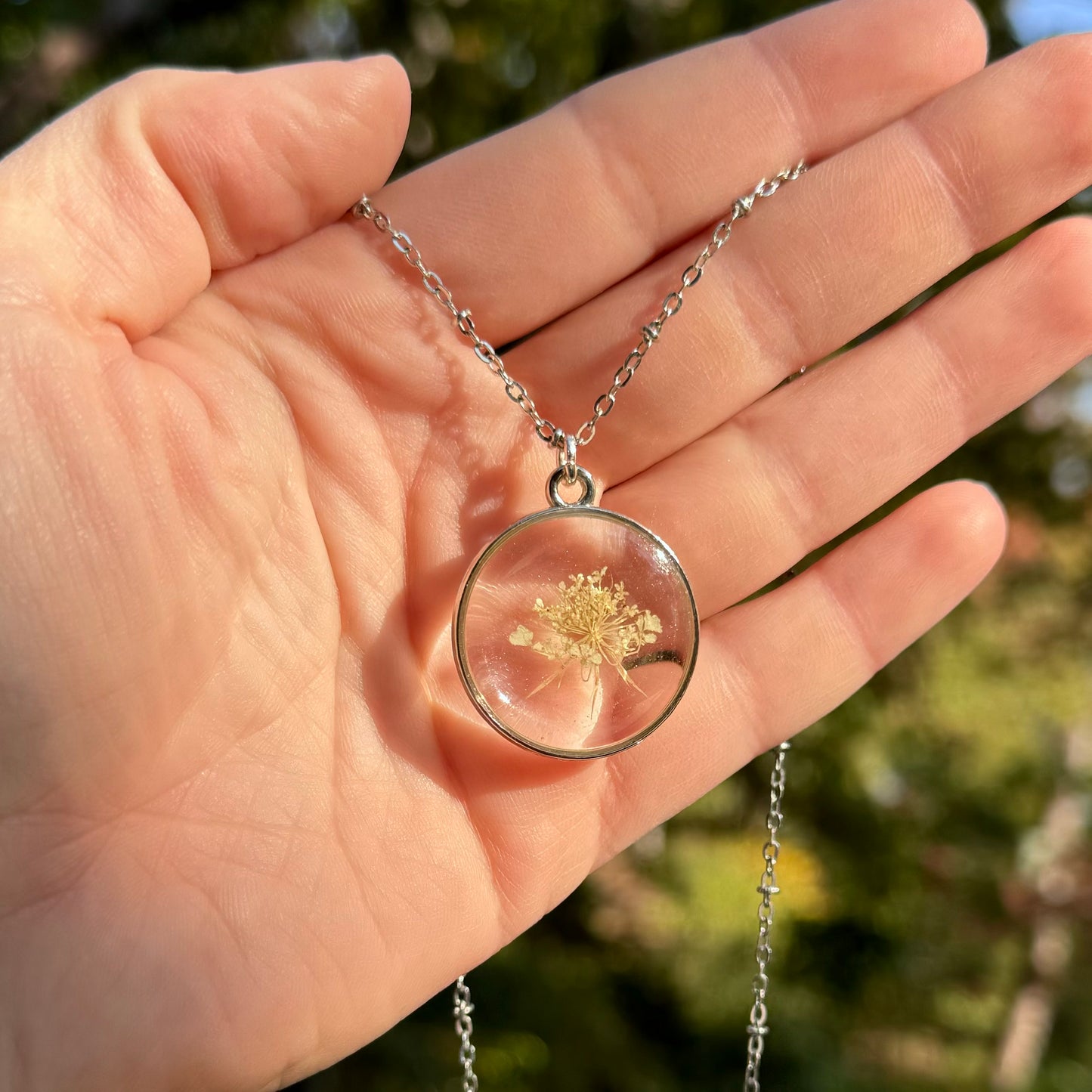 Custom Queen Anne’s Lace Jewelry | Simple Circle Necklace in Gold-Filled, Sterling Silver or Copper