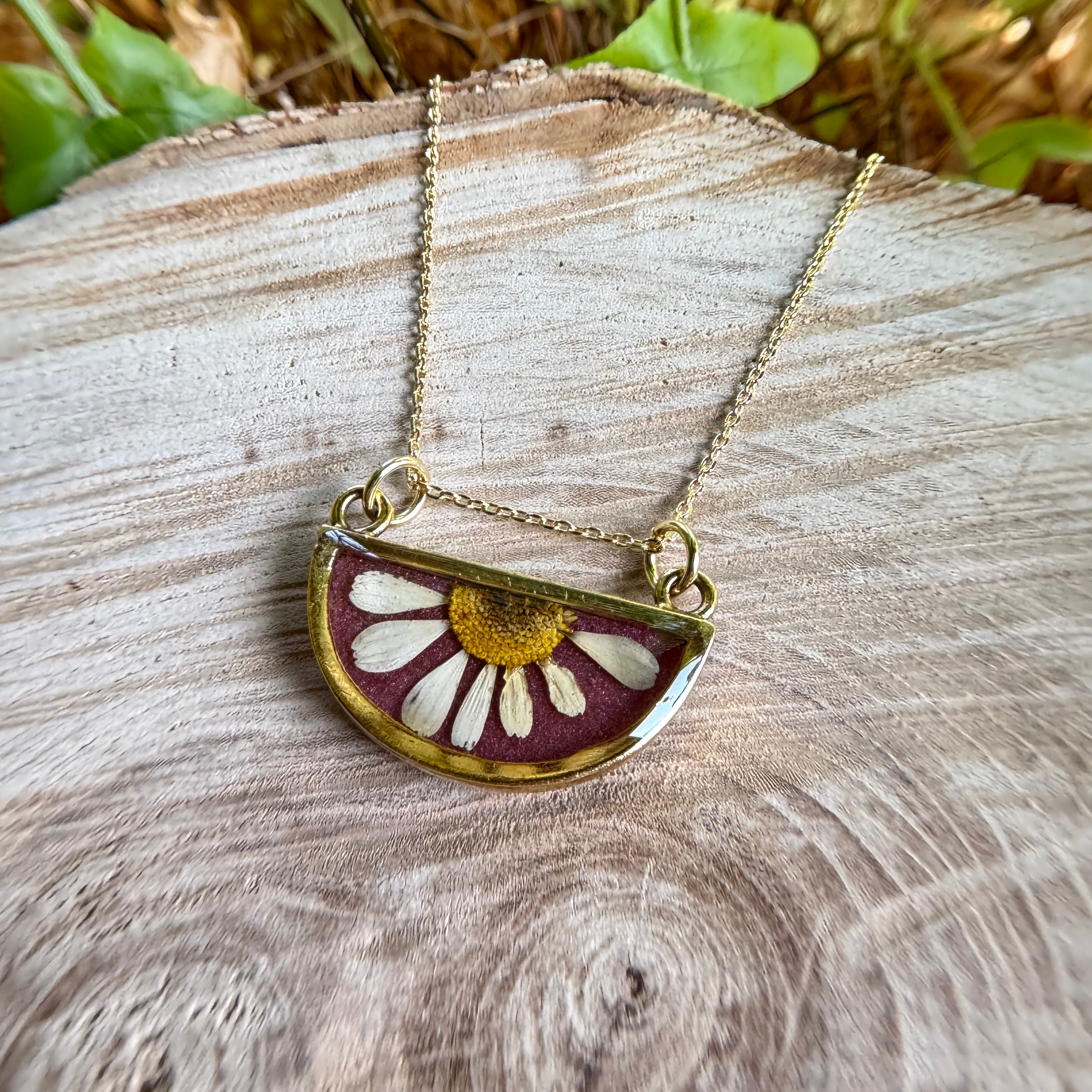 Daisy Necklace – Real Pressed Flower Resin Necklace | Made to Order