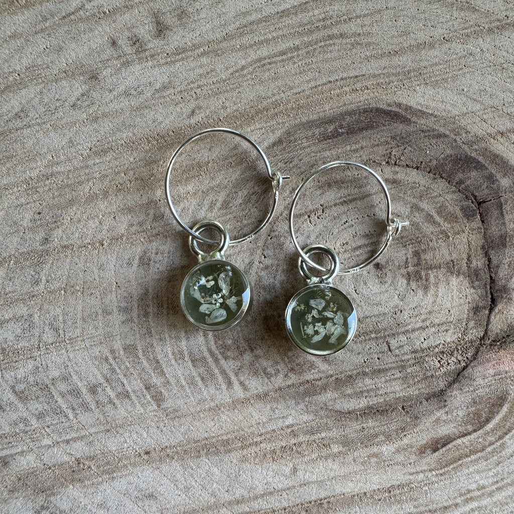 Queen Anne’s Lace Earrings – Real Pressed Flower Resin Earrings | Made to Order