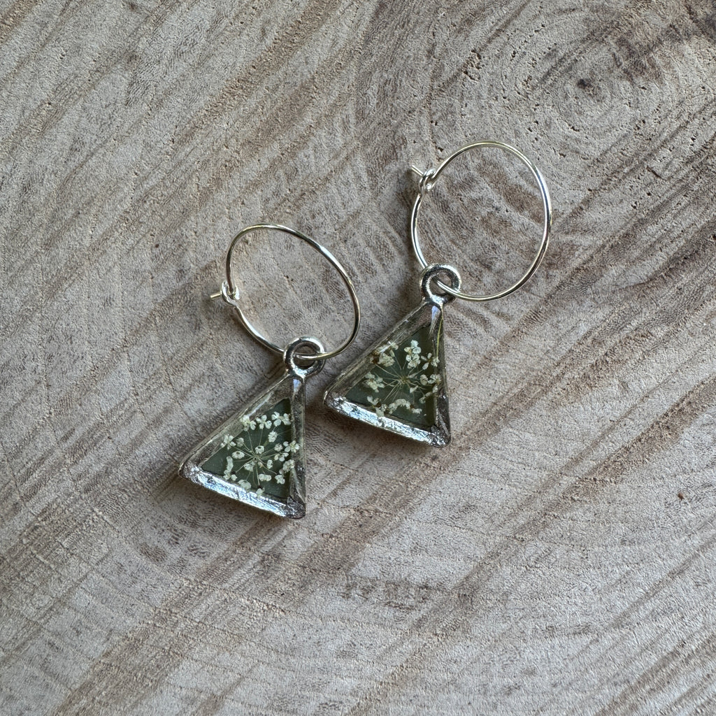 Queen Anne’s Lace Earrings – Real Pressed Flower Resin Earrings | Made to Order
