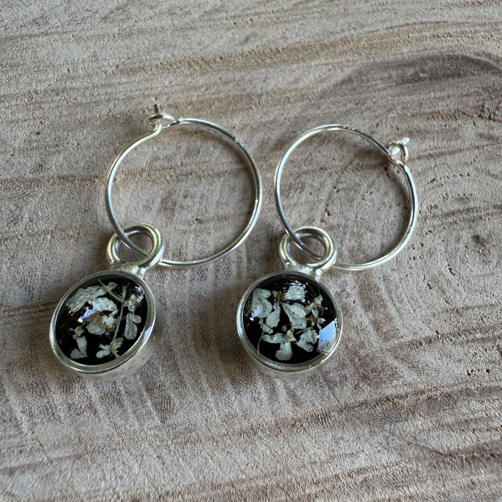 Queen Anne’s Lace Earrings – Real Pressed Flower Resin Earrings | Made to Order