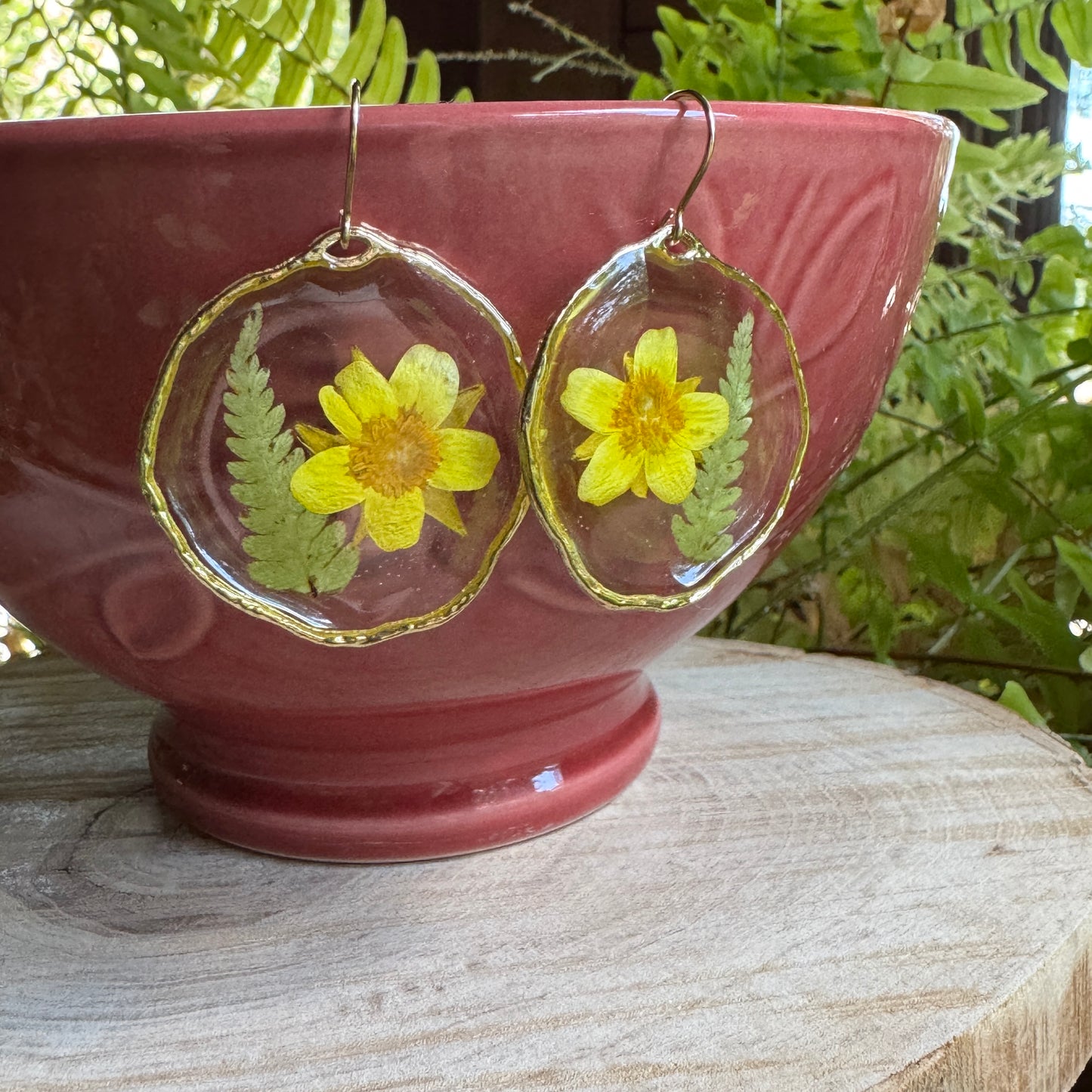 Celandine + Fern Earrings | Real Pressed Flower Jewelry