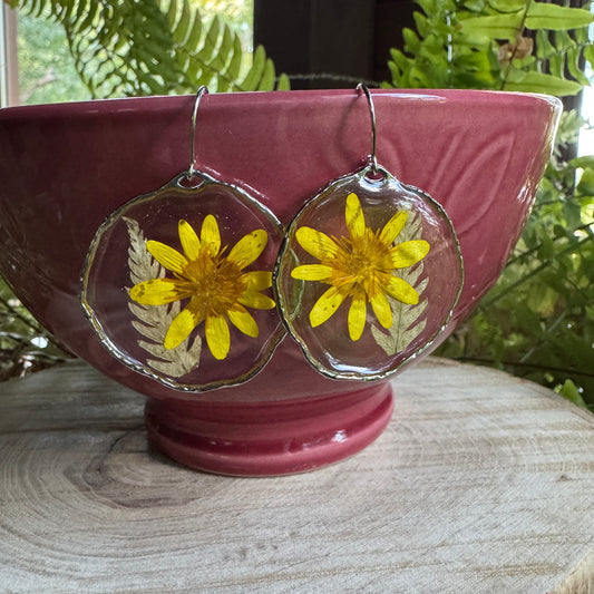 Celandine + Fern Earrings | Real Pressed Flower Jewelry