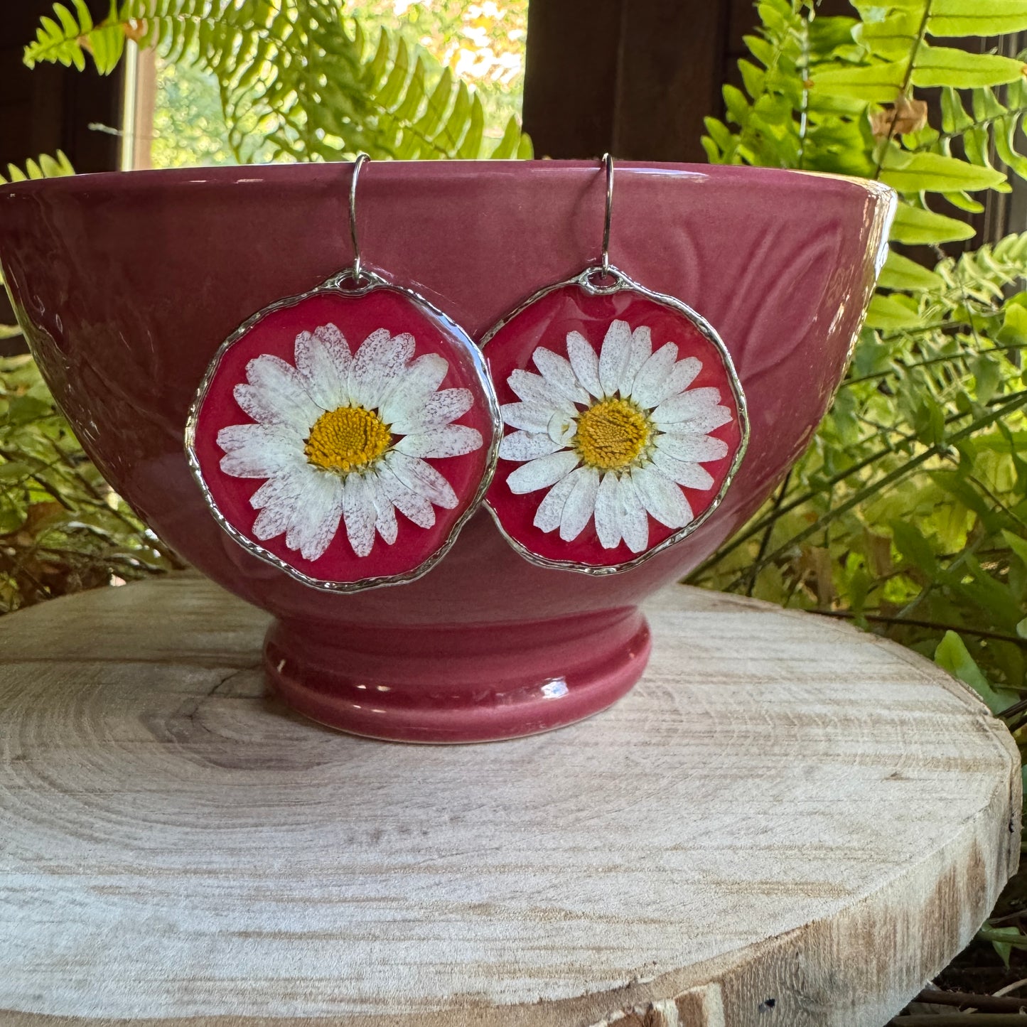 Daisy Earrings | Real Pressed Flower Resin Jewelry