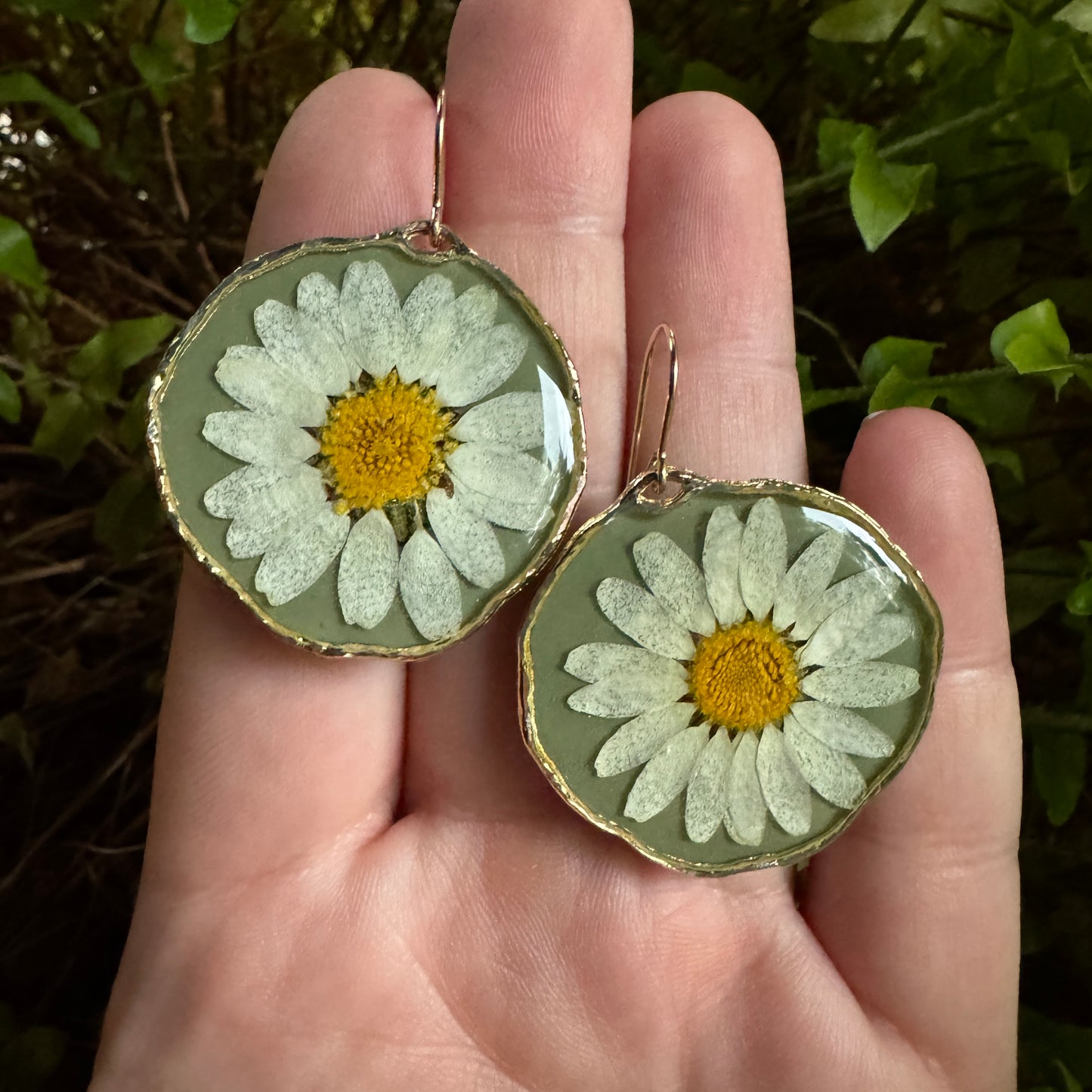 Daisy Earrings | Real Pressed Flower Resin Jewelry