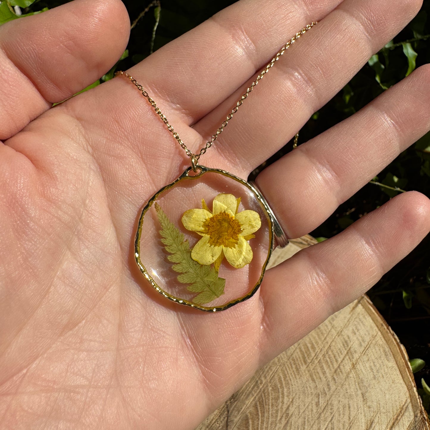 Celandine + Fern Necklace | Real Pressed Flower Jewelry