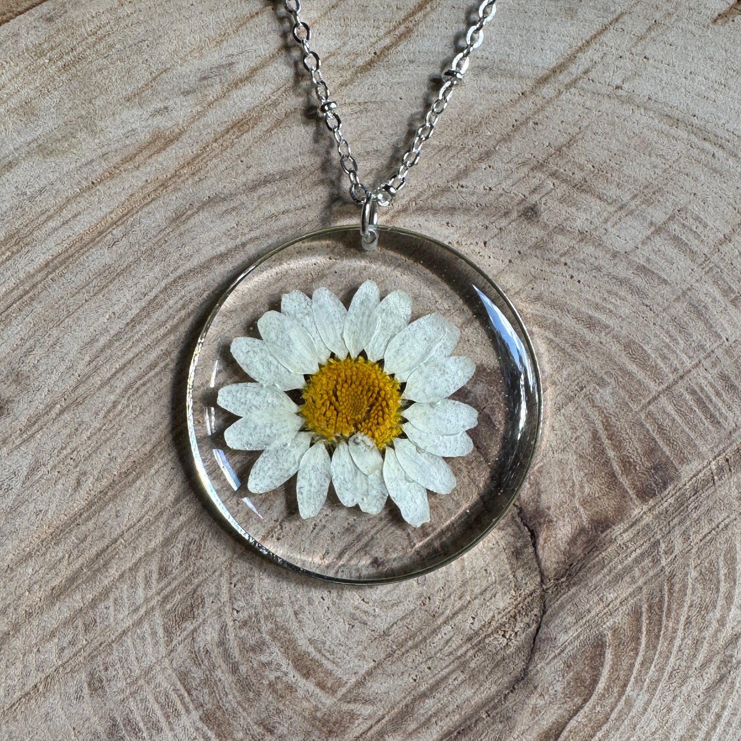 Daisy Necklace | Real Pressed Flower in Resin Pendant