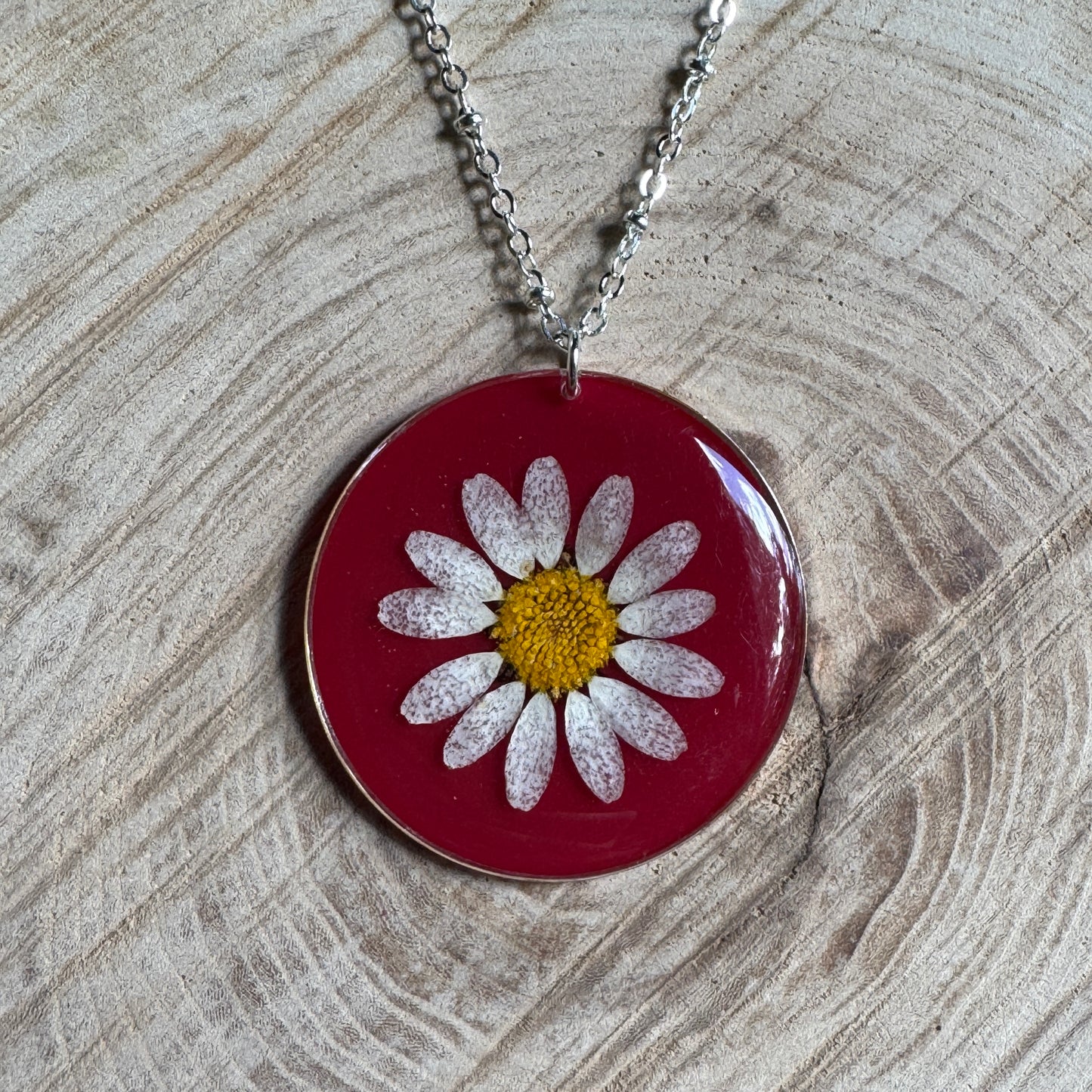 Daisy Necklace | Real Pressed Flower in Resin Pendant