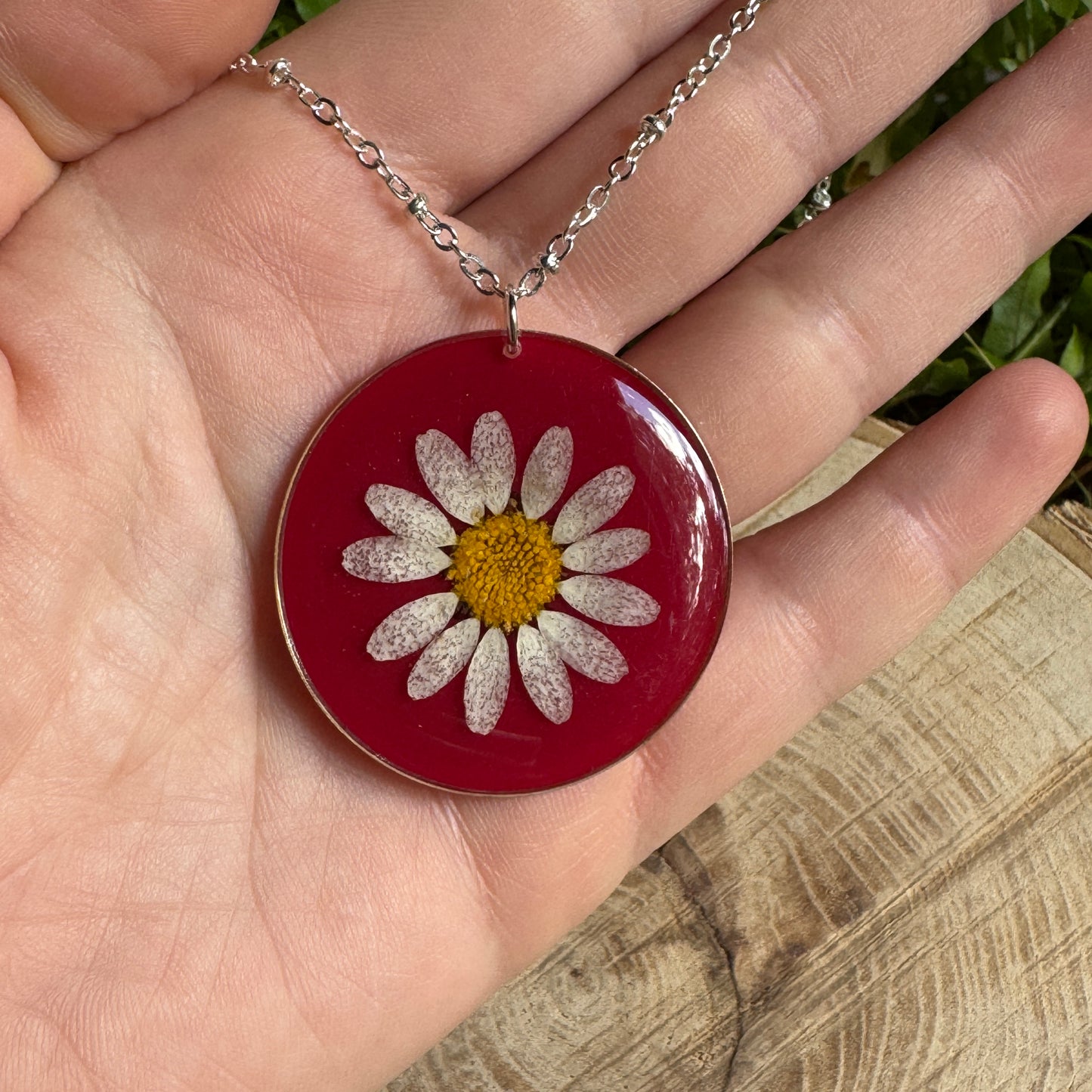 Daisy Necklace | Real Pressed Flower in Resin Pendant