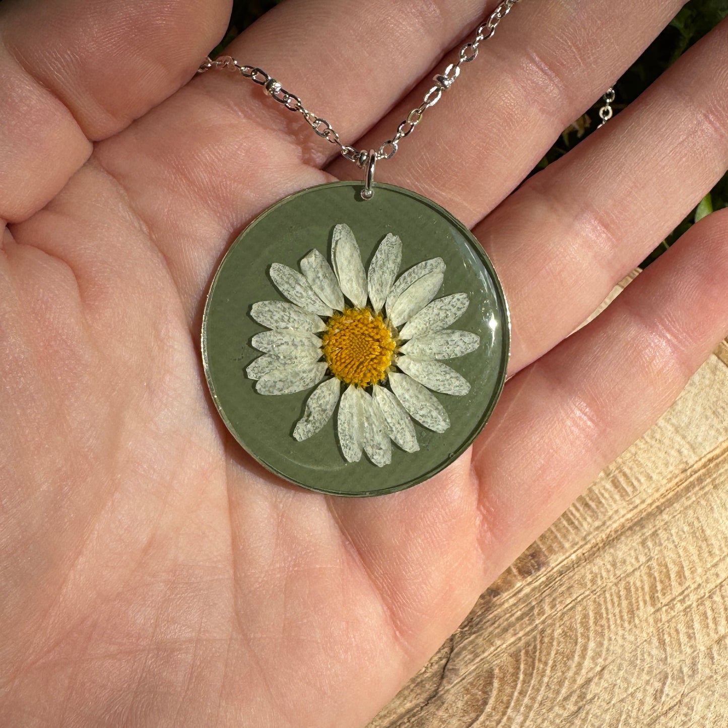 Daisy Necklace | Real Pressed Flower in Resin Pendant