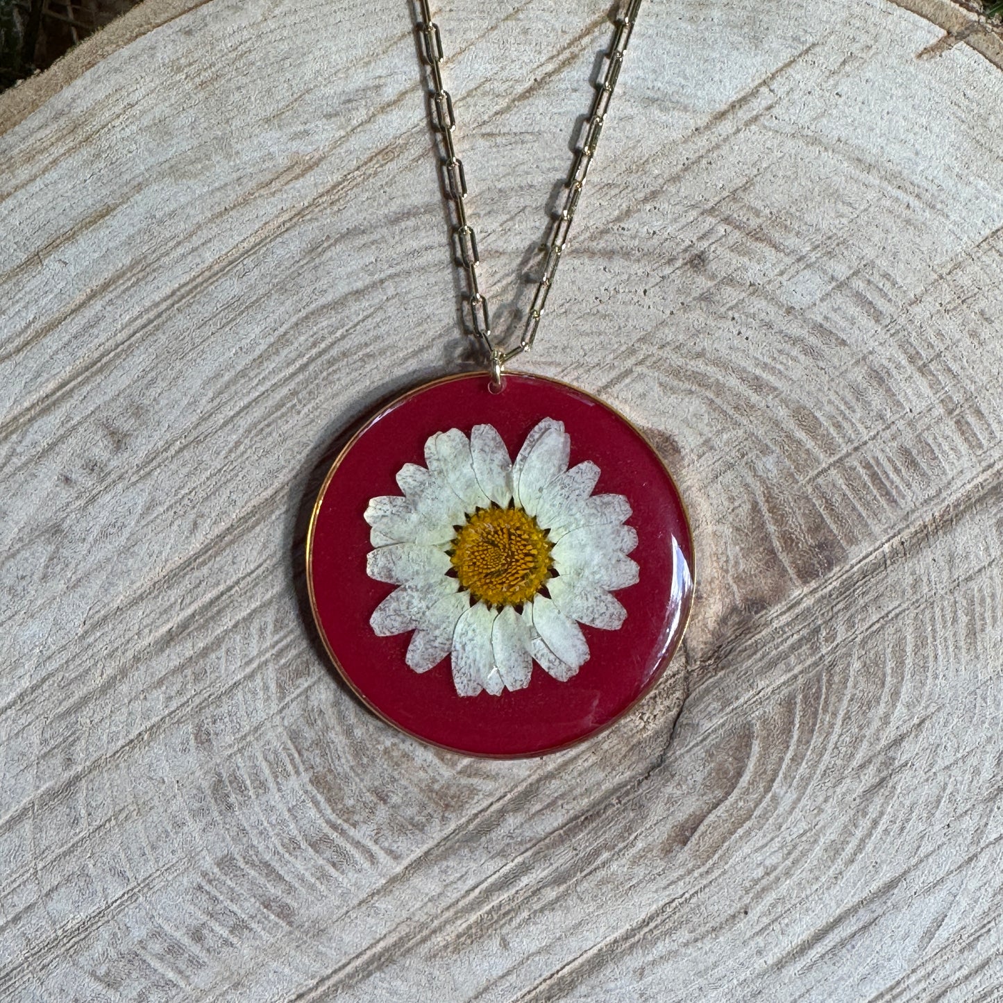 Daisy Necklace | Real Pressed Flower in Resin Pendant