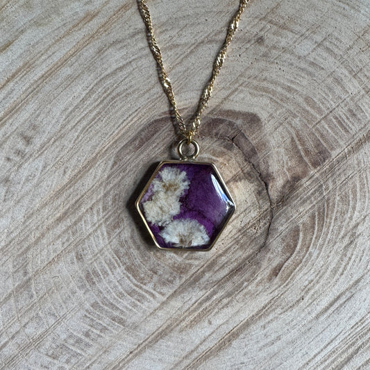 Carnation + Baby’s Breath Necklace | Real Pressed Flower Jewelry | Gold Filled