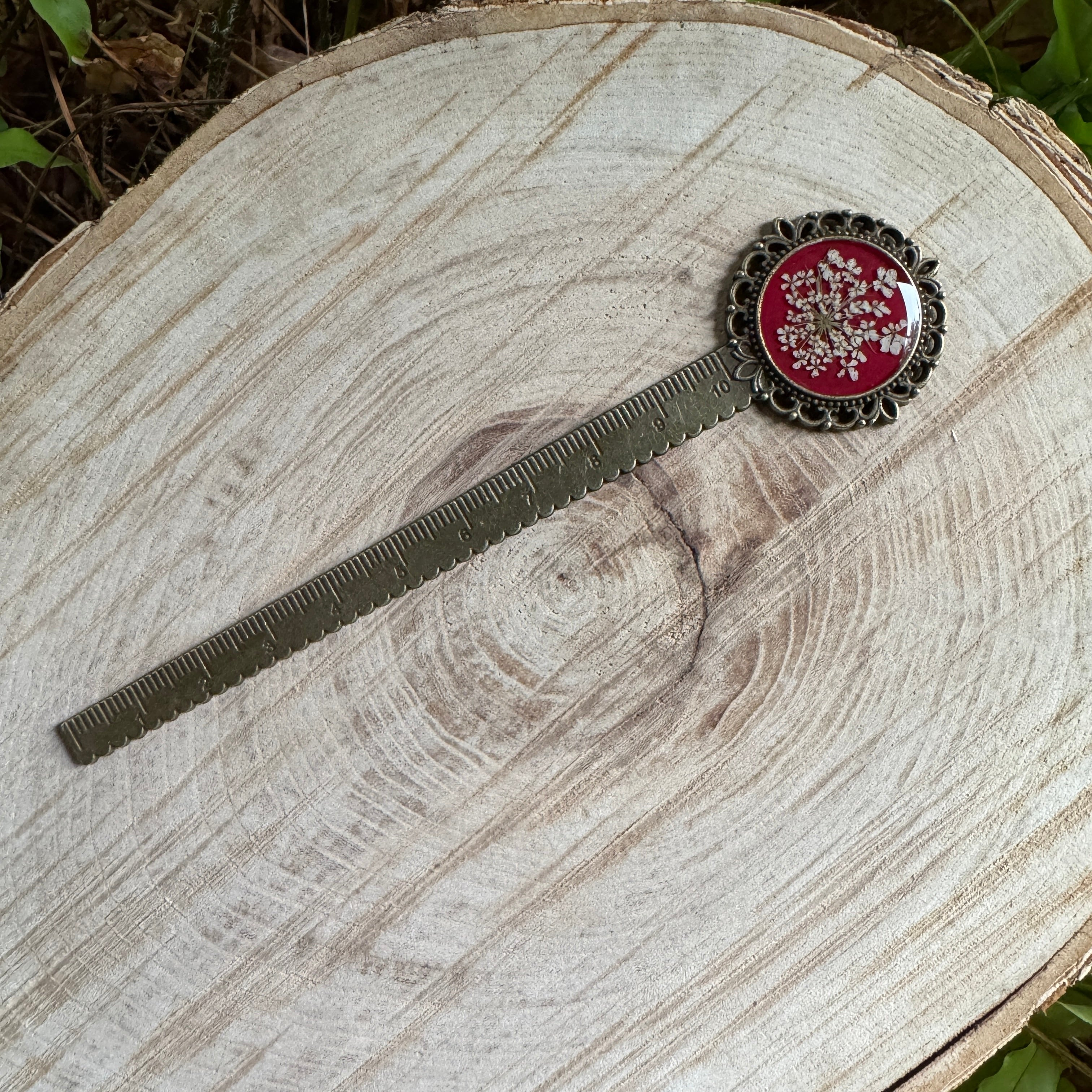 Queen Anne’s Lace Bookmark – Real Pressed Flower Resin Bookmark | Ready to Ship