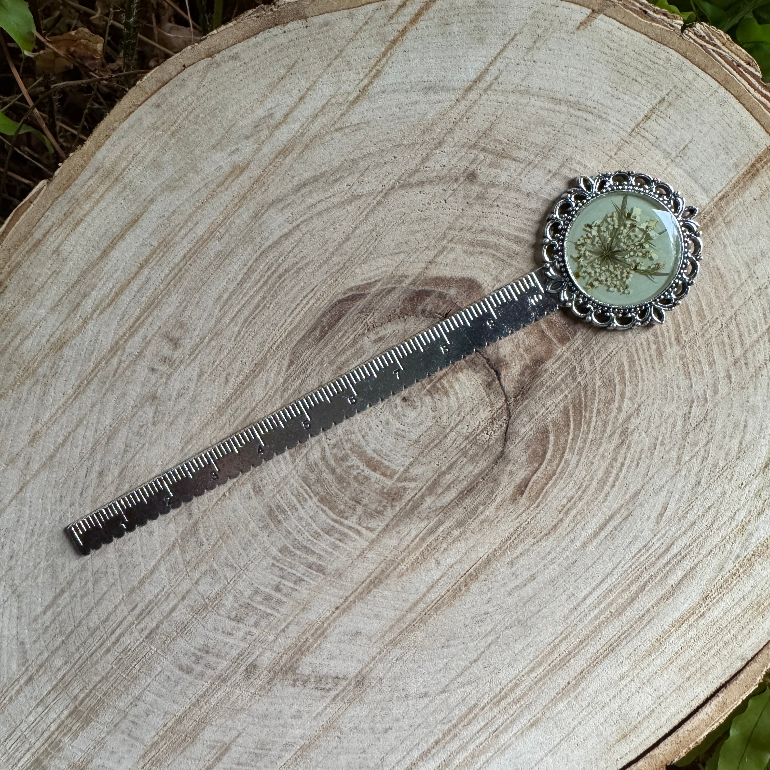 Queen Anne’s Lace Bookmark – Real Pressed Flower Resin Bookmark | Ready to Ship