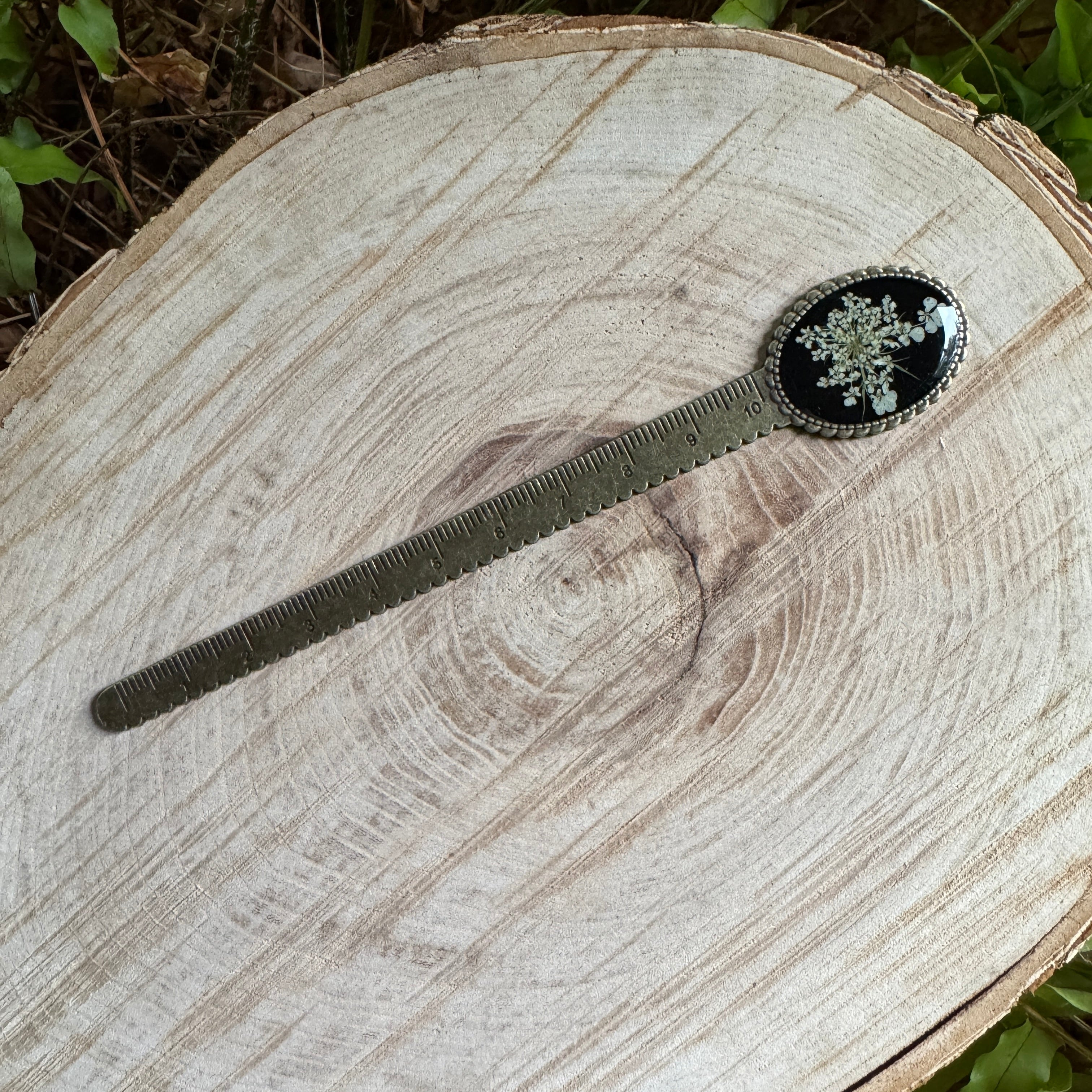 Queen Anne’s Lace Bookmark – Real Pressed Flower Resin Bookmark | Ready to Ship