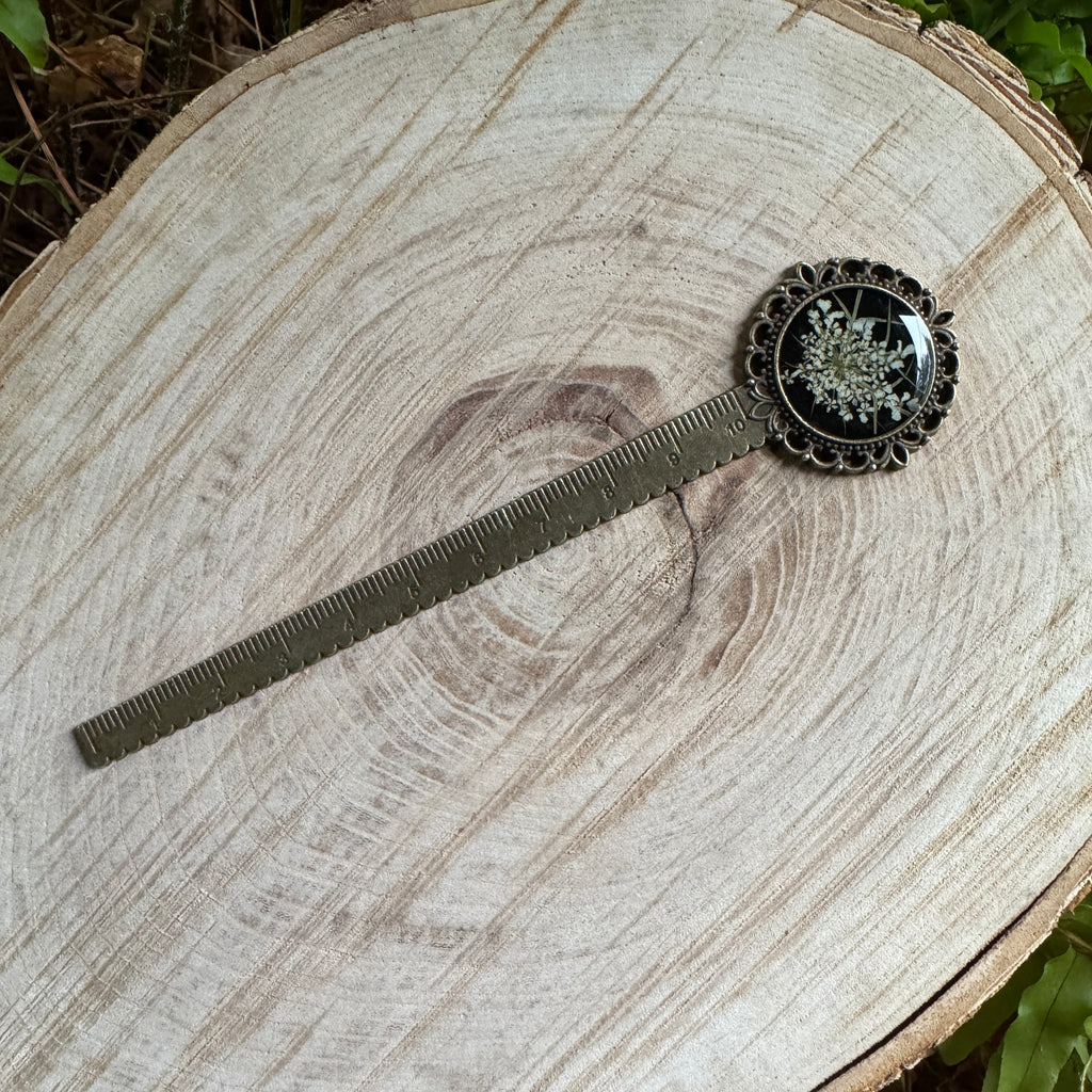 Queen Anne’s Lace Bookmark – Real Pressed Flower Resin Bookmark | Ready to Ship