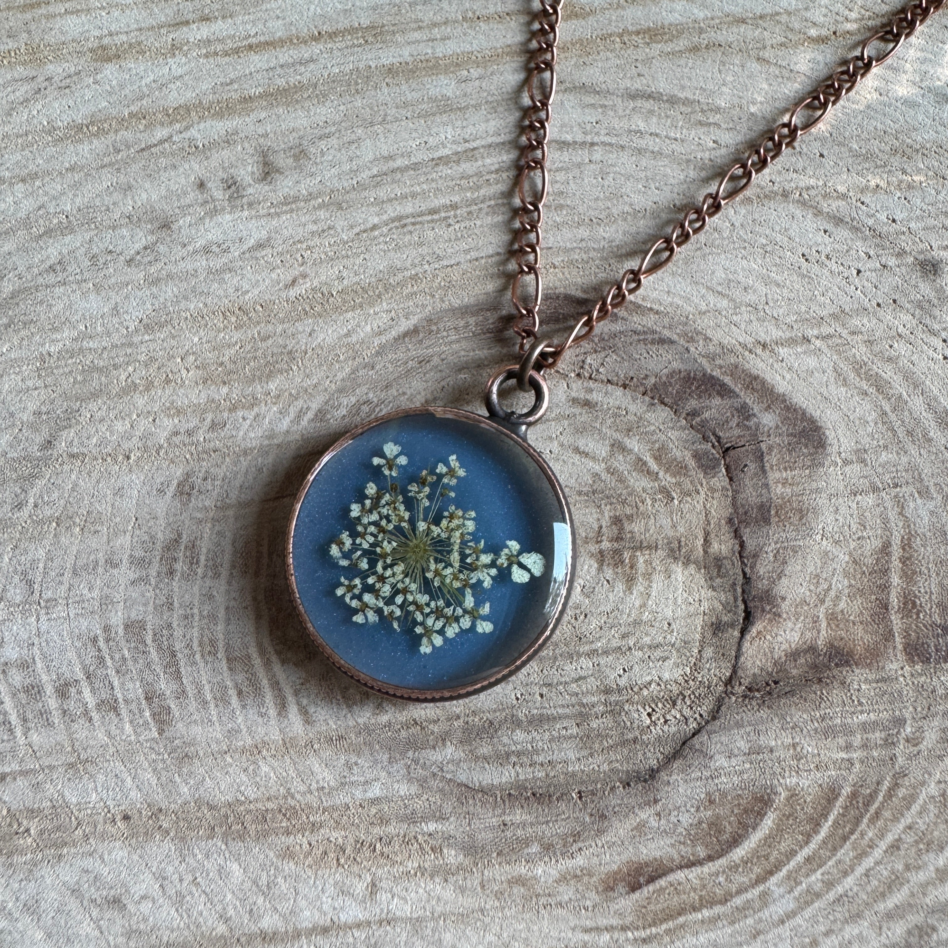 Queen Anne’s Lace Necklace – Real Pressed Flower Resin Necklace | Made to Order