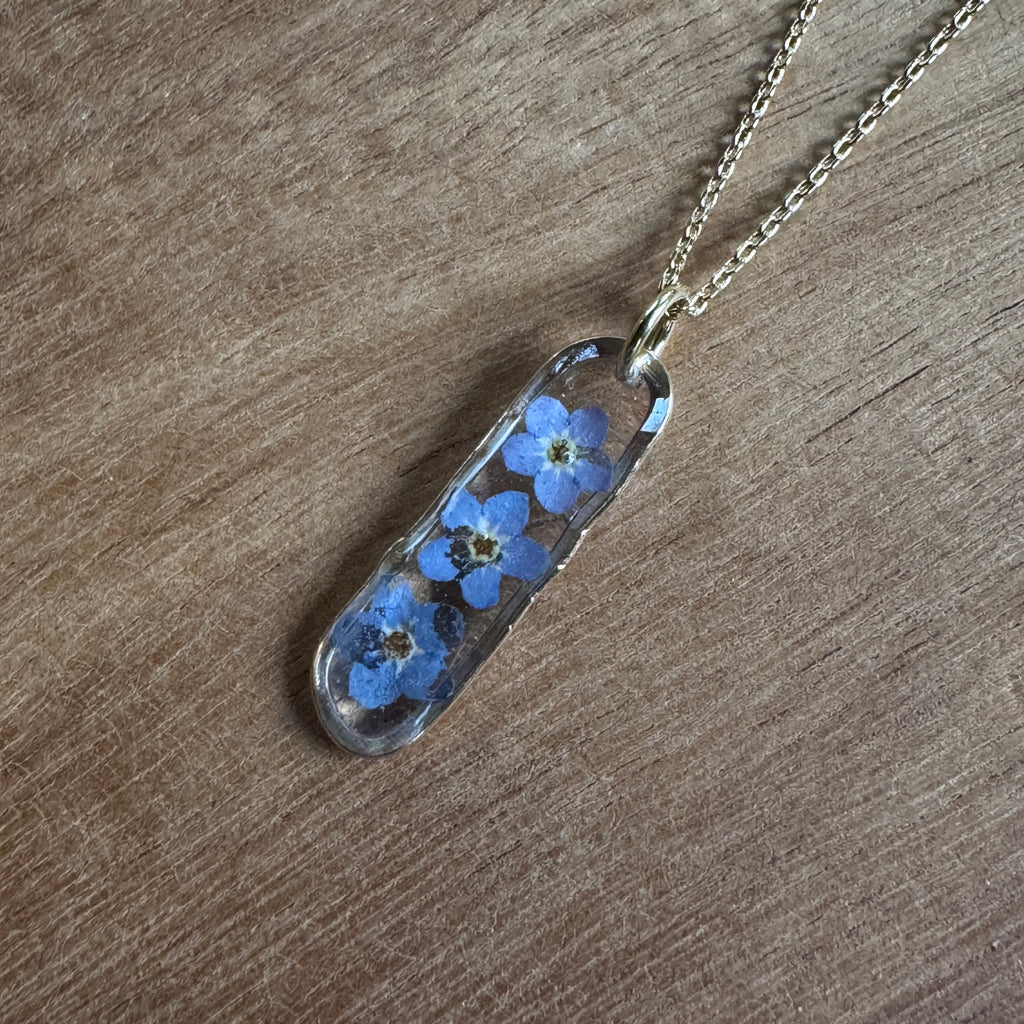 Forget-Me-Not Necklace – Real Pressed Flower Resin Necklace | Made to Order