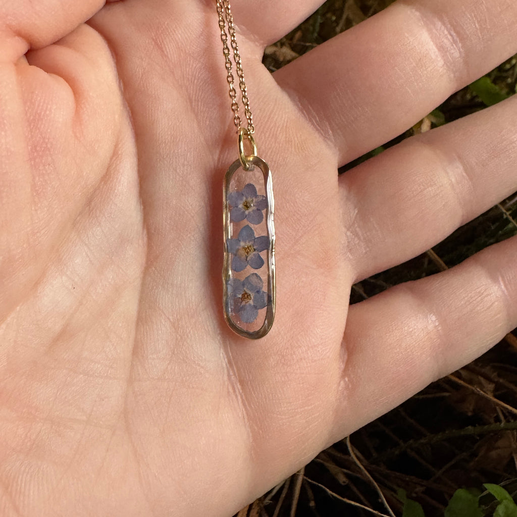 Forget-Me-Not Necklace – Real Pressed Flower Resin Necklace | Made to Order