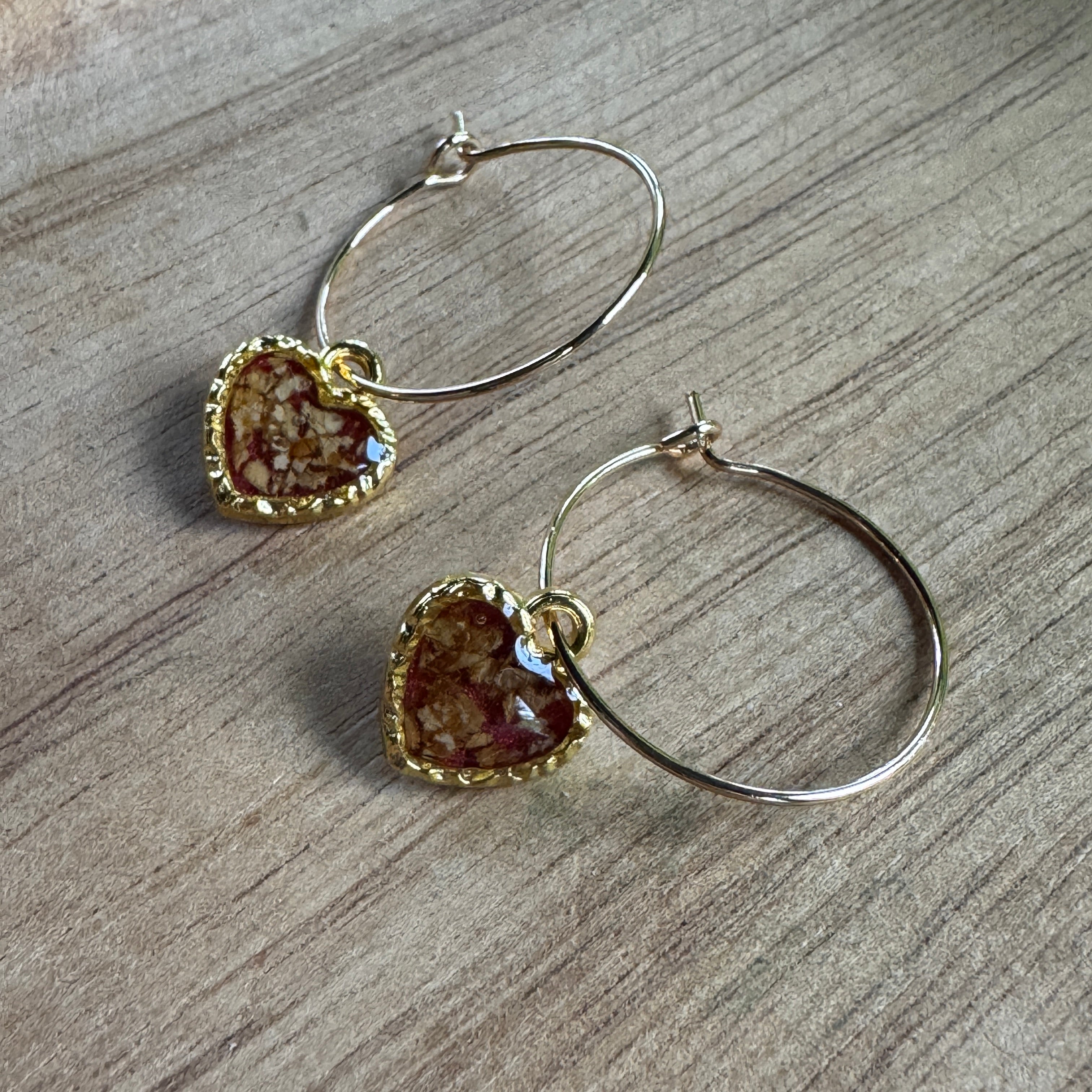 Pressed Rose & Queen Anne’s Lace Earrings – Valentine’s Botanical Jewelry in Gold Filled