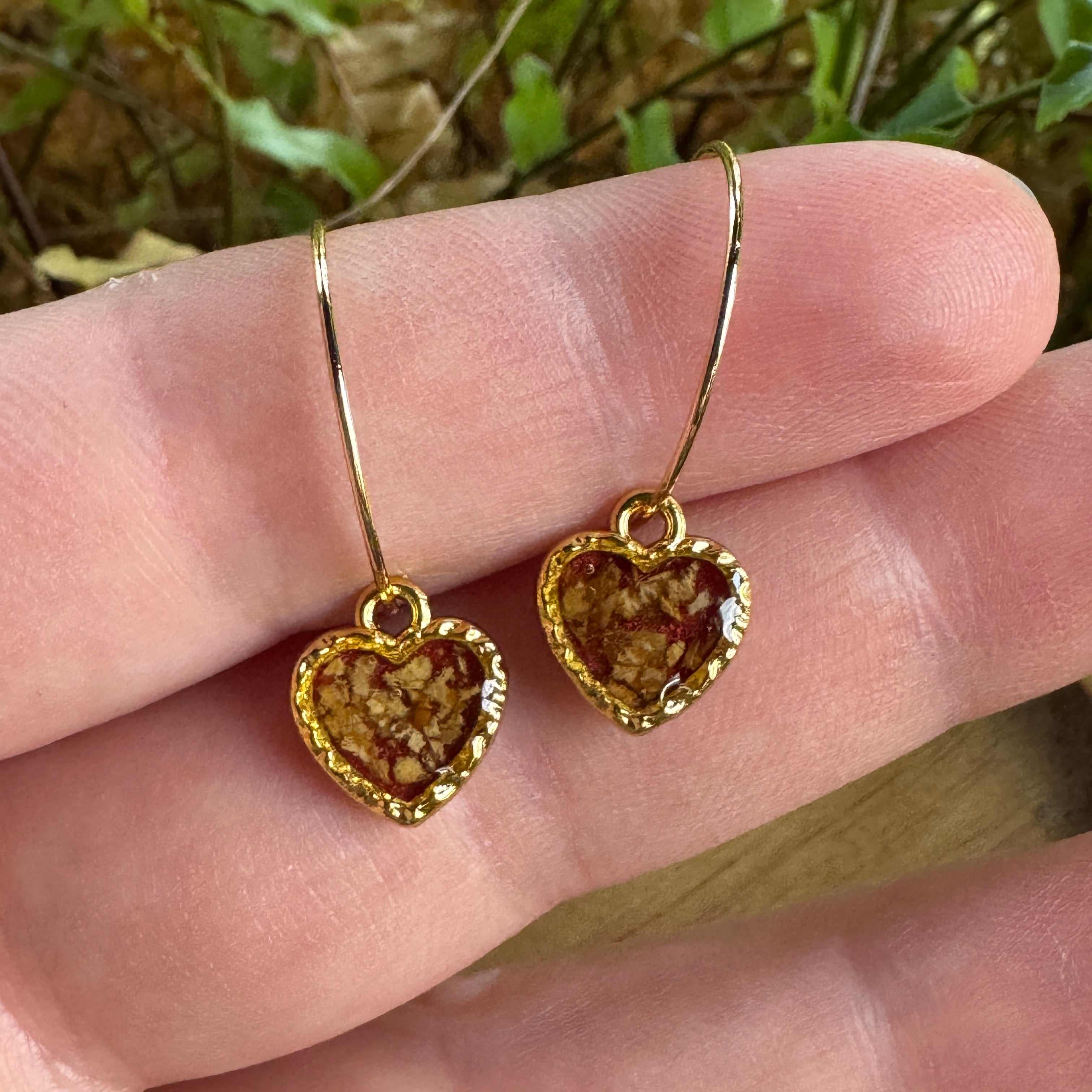 Pressed Rose & Queen Anne’s Lace Earrings – Valentine’s Botanical Jewelry in Gold Filled