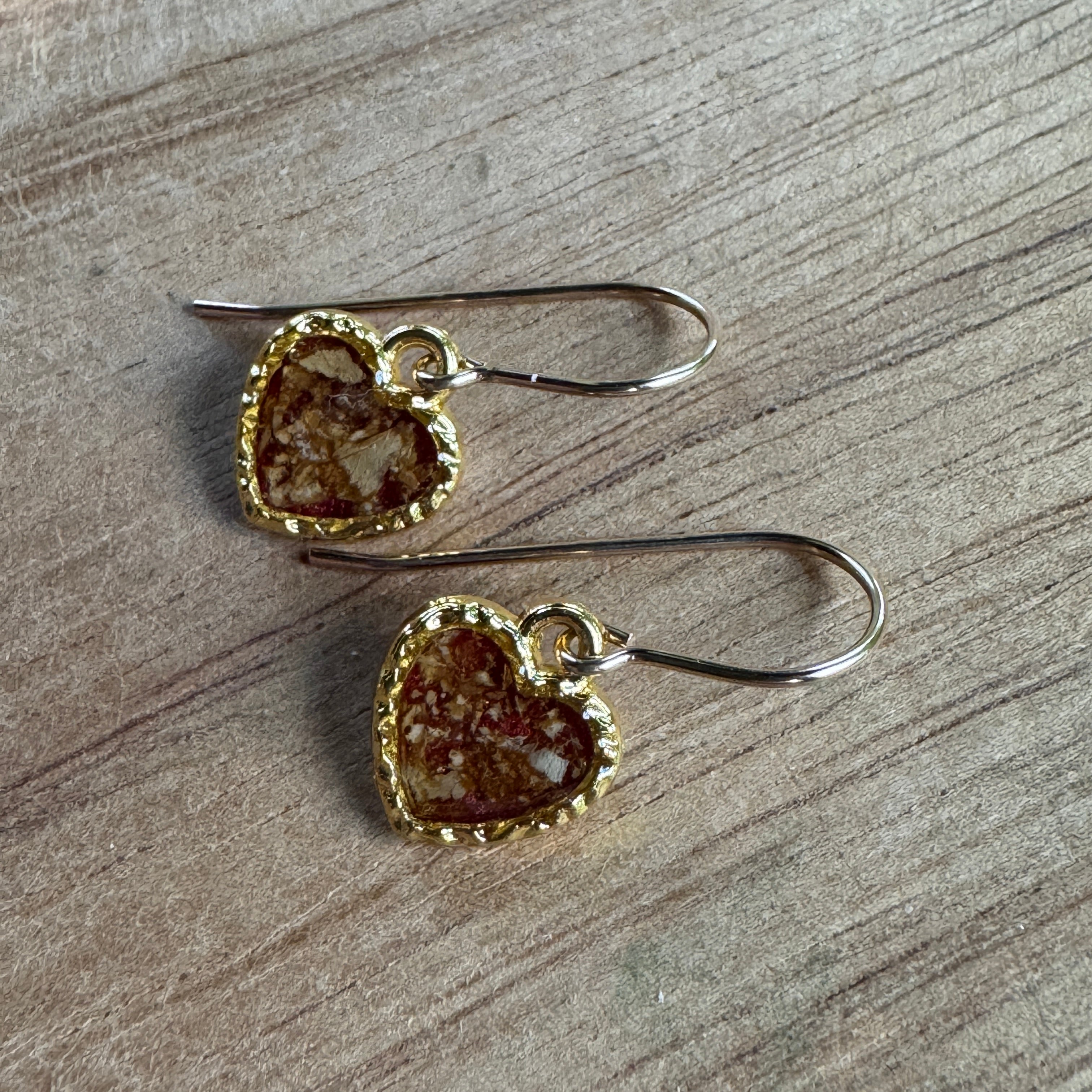 Pressed Rose & Queen Anne’s Lace Earrings – Valentine’s Botanical Jewelry in Gold Filled