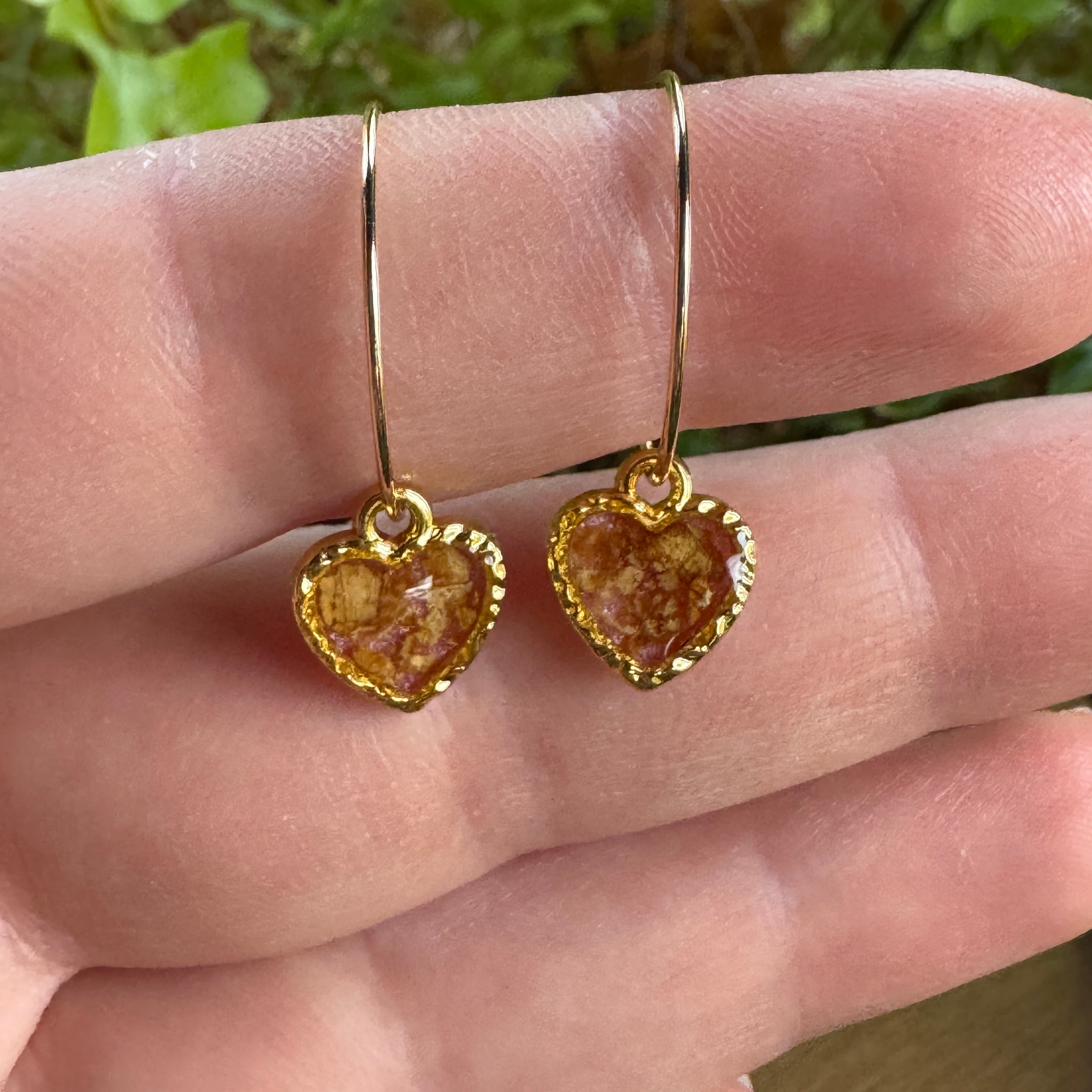 Pressed Rose & Queen Anne’s Lace Earrings – Valentine’s Botanical Jewelry in Gold Filled