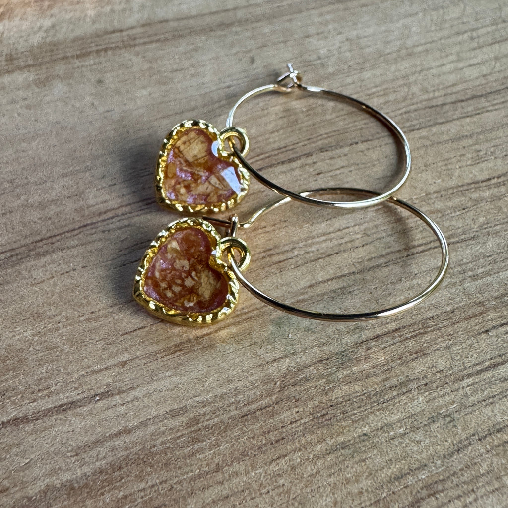 Pressed Rose & Queen Anne’s Lace Earrings – Valentine’s Botanical Jewelry in Gold Filled