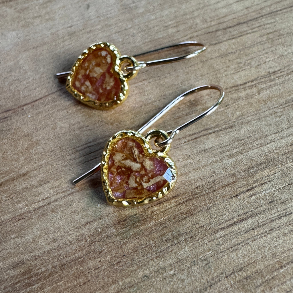 Pressed Rose & Queen Anne’s Lace Earrings – Valentine’s Botanical Jewelry in Gold Filled